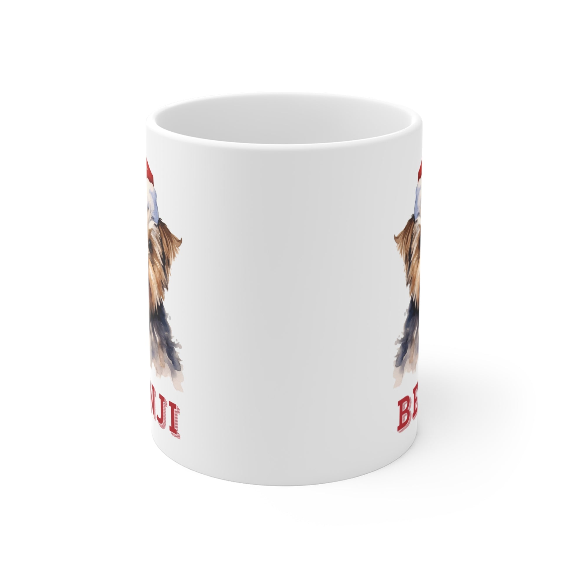 Front Personalised Dog Lovers Yorkshire Terrier Christmas Gift Mug