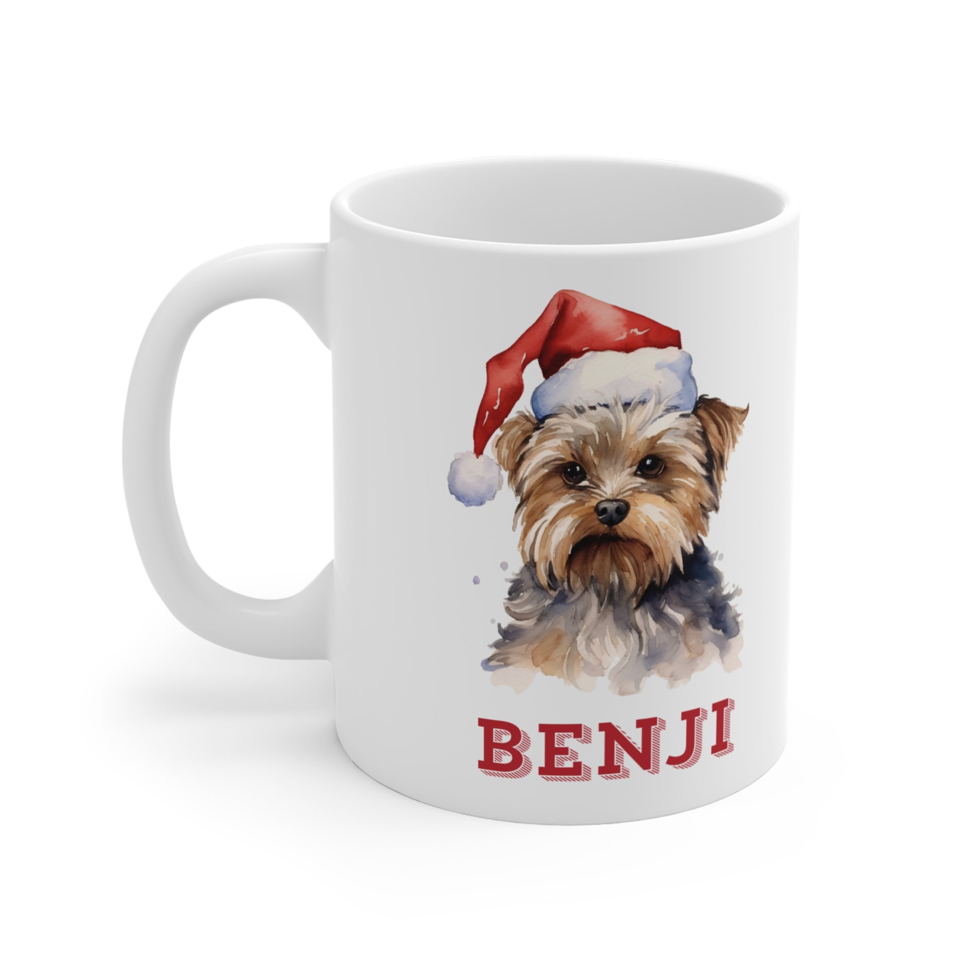 Left Personalised Dog Lovers Yorkshire Terrier Christmas Gift Mug