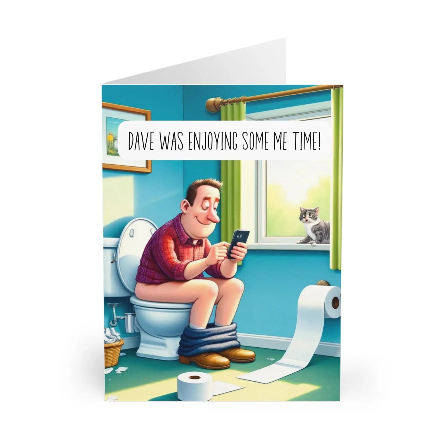 Personalised Funny Birthday Card Man On Toilet With Phone