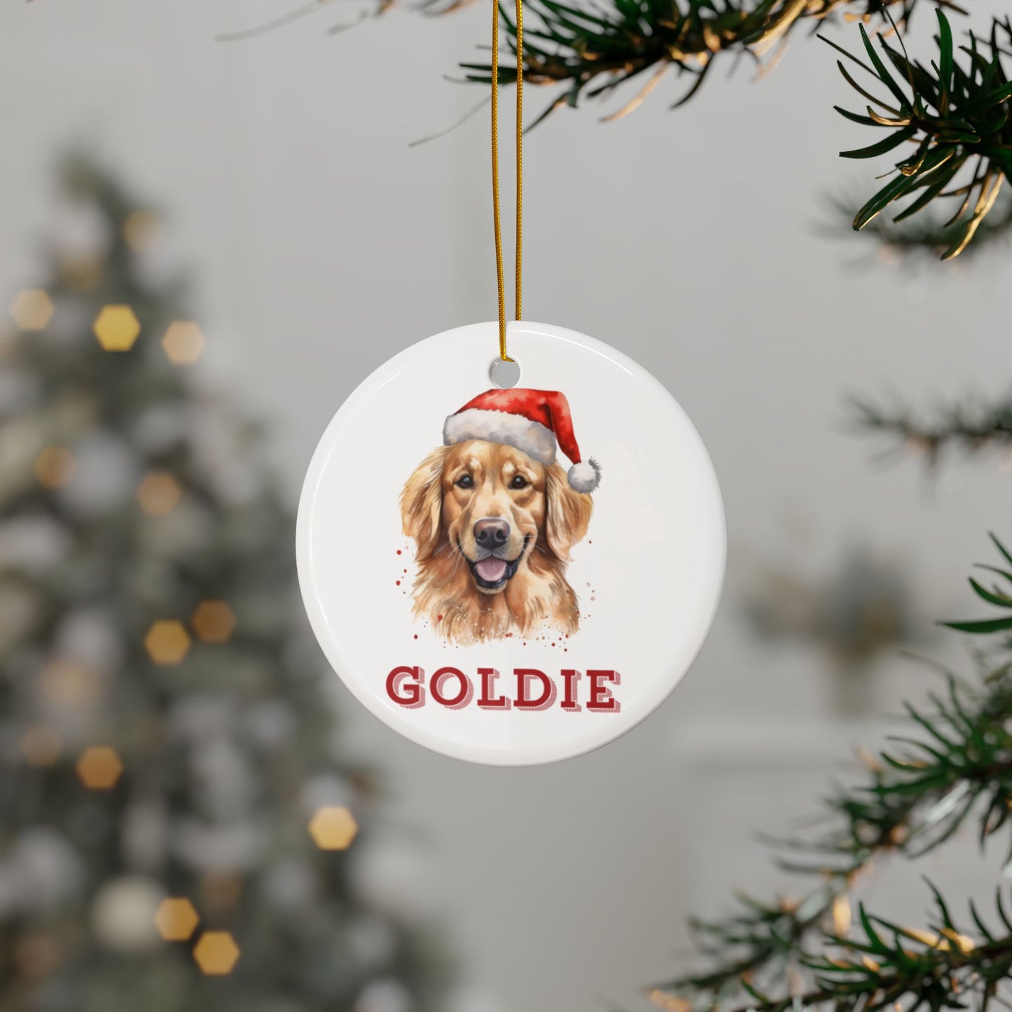 Tree Personalised Golden Retriever Christmas Tree Bauble