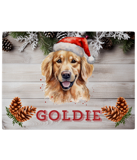 Personalised Golden Retriever Glass Chopping Board