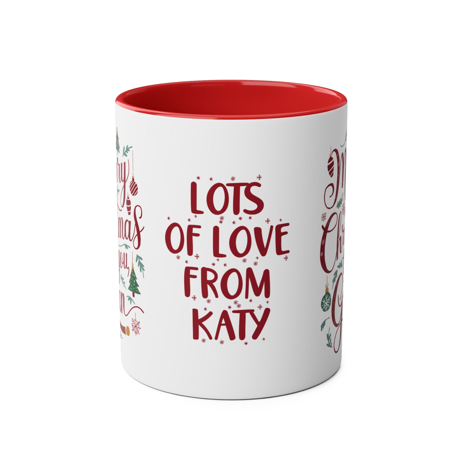 Front Personalised Merry Christmas Gran Red Christmas Mug