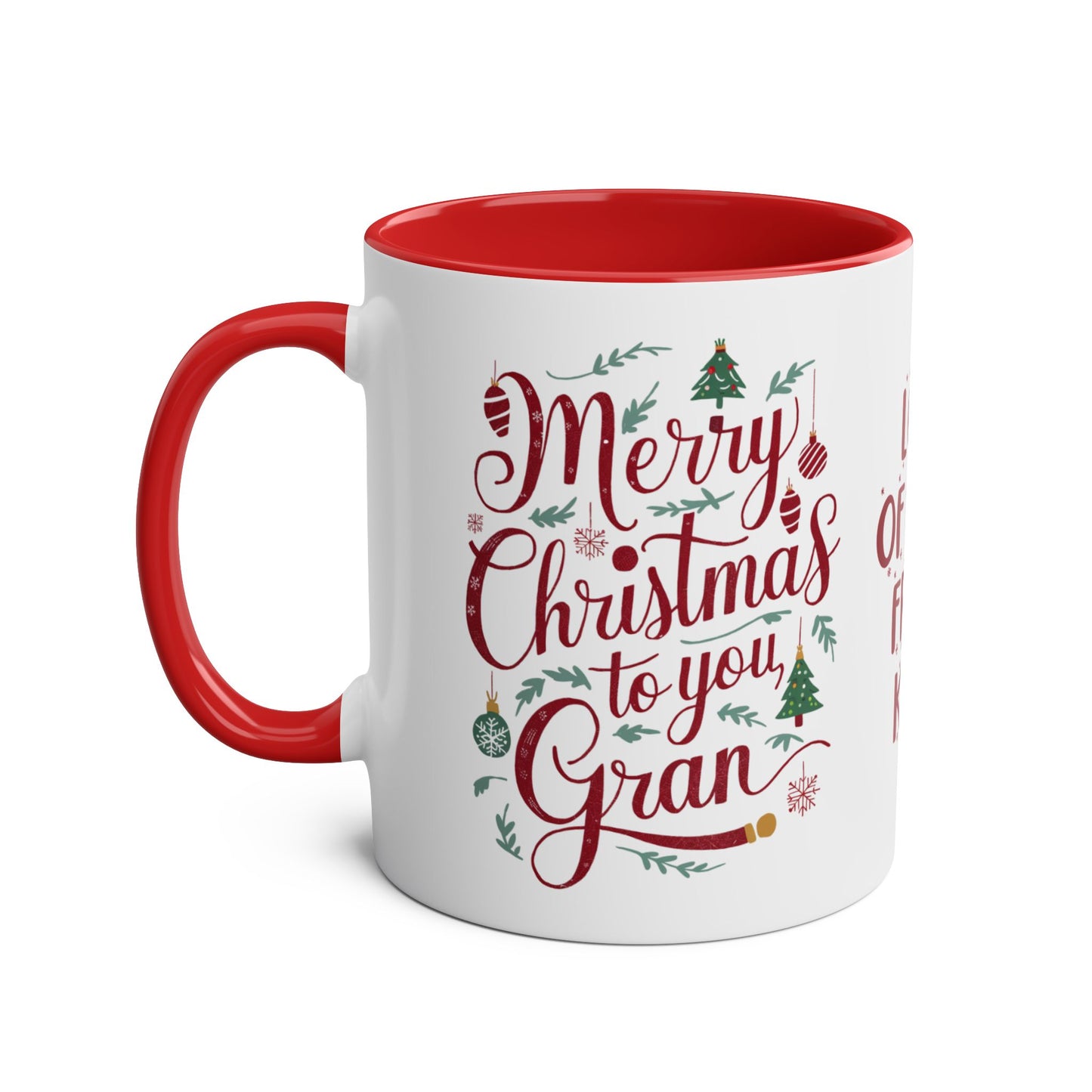 Left Personalised Merry Christmas Gran Red Christmas Mug