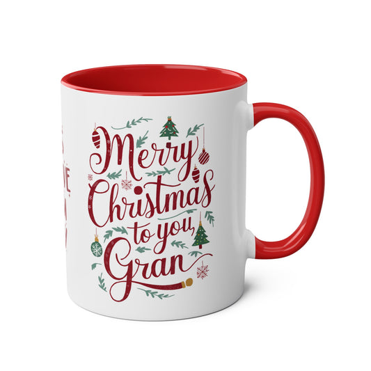 Right Personalised Merry Christmas Gran Red Christmas Mug