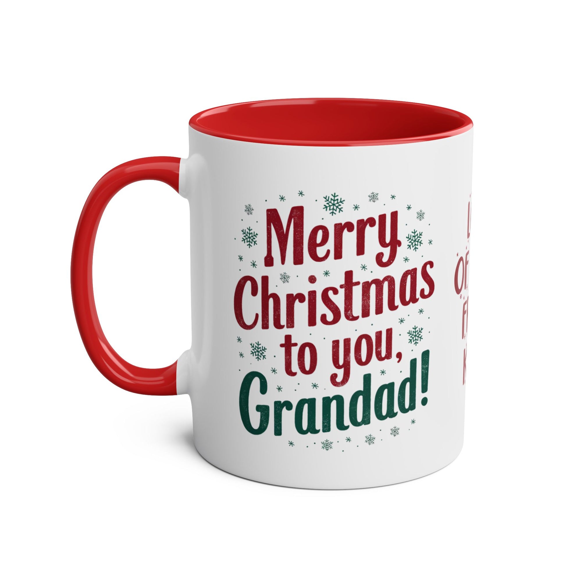 Left Personalised Grandad Red Christmas Mug