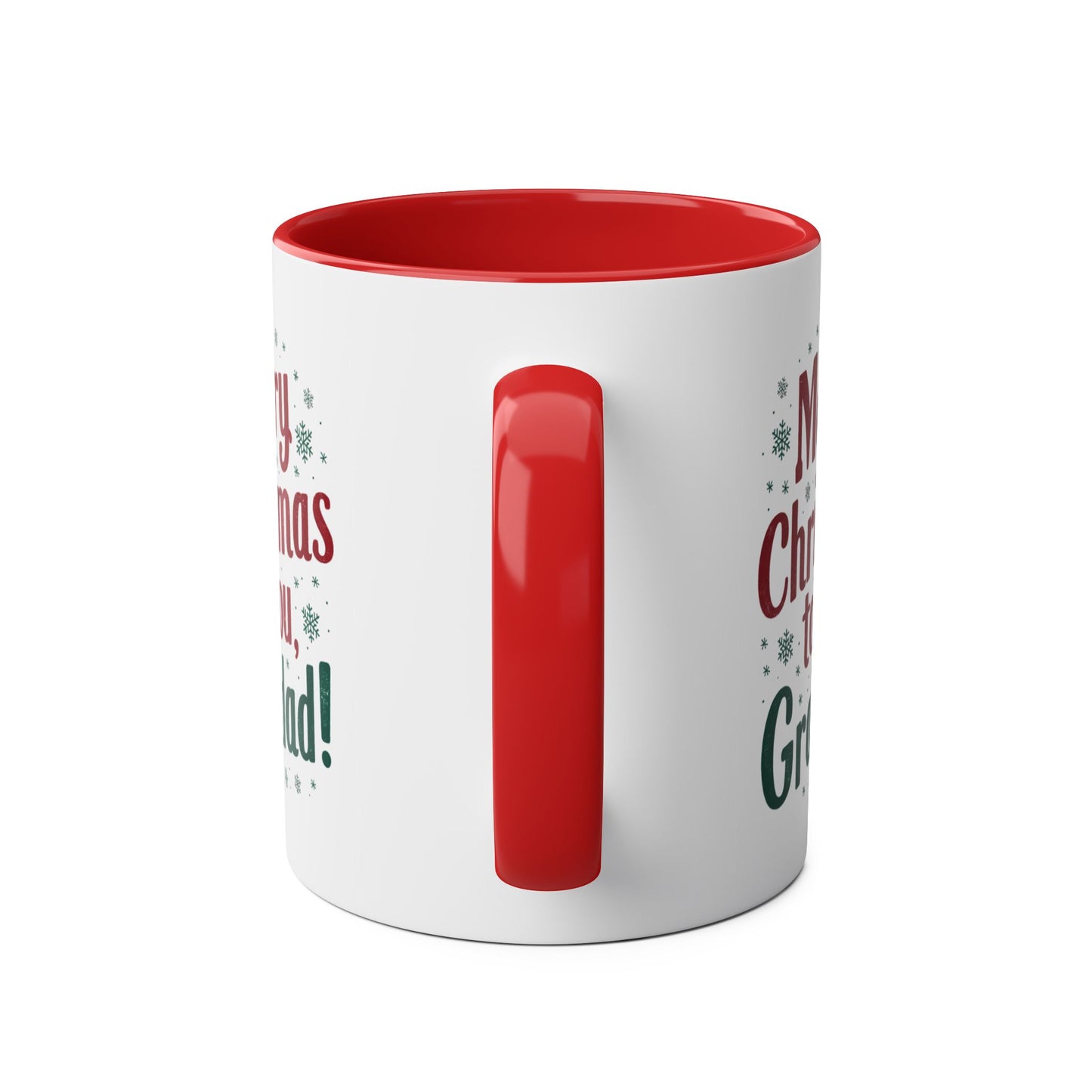 Handle Personalised Grandad Red Christmas Mug