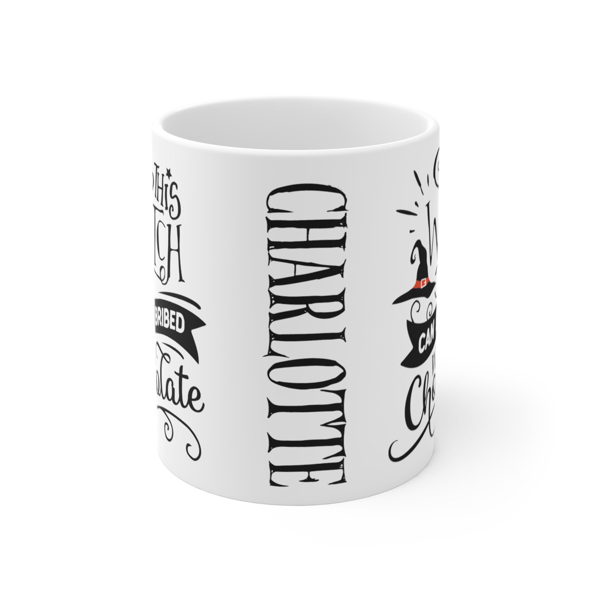 front Personalised Halloween Mug This Witch Can Be Bribed With Chocolate