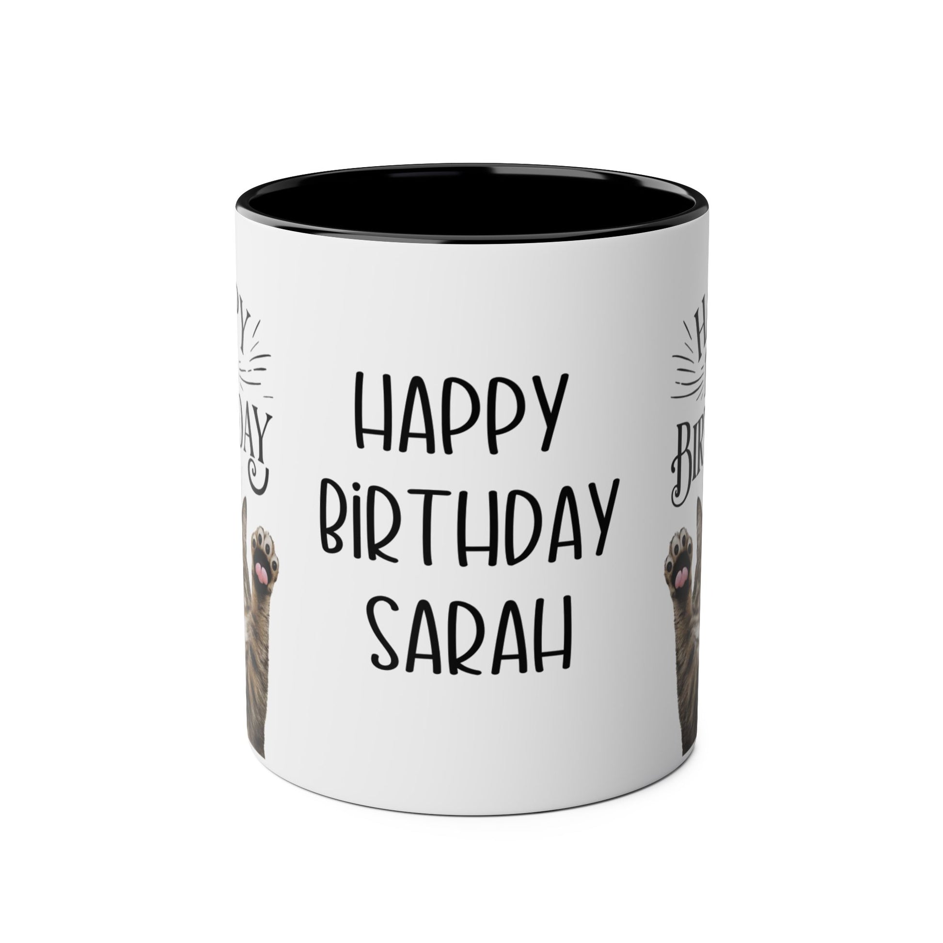 front Personalised Happy 16th Birthday Cat Mug