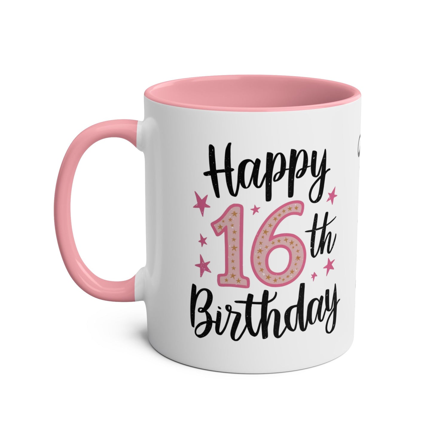 Left Personalised Happy 16th Birthday Pink Mug