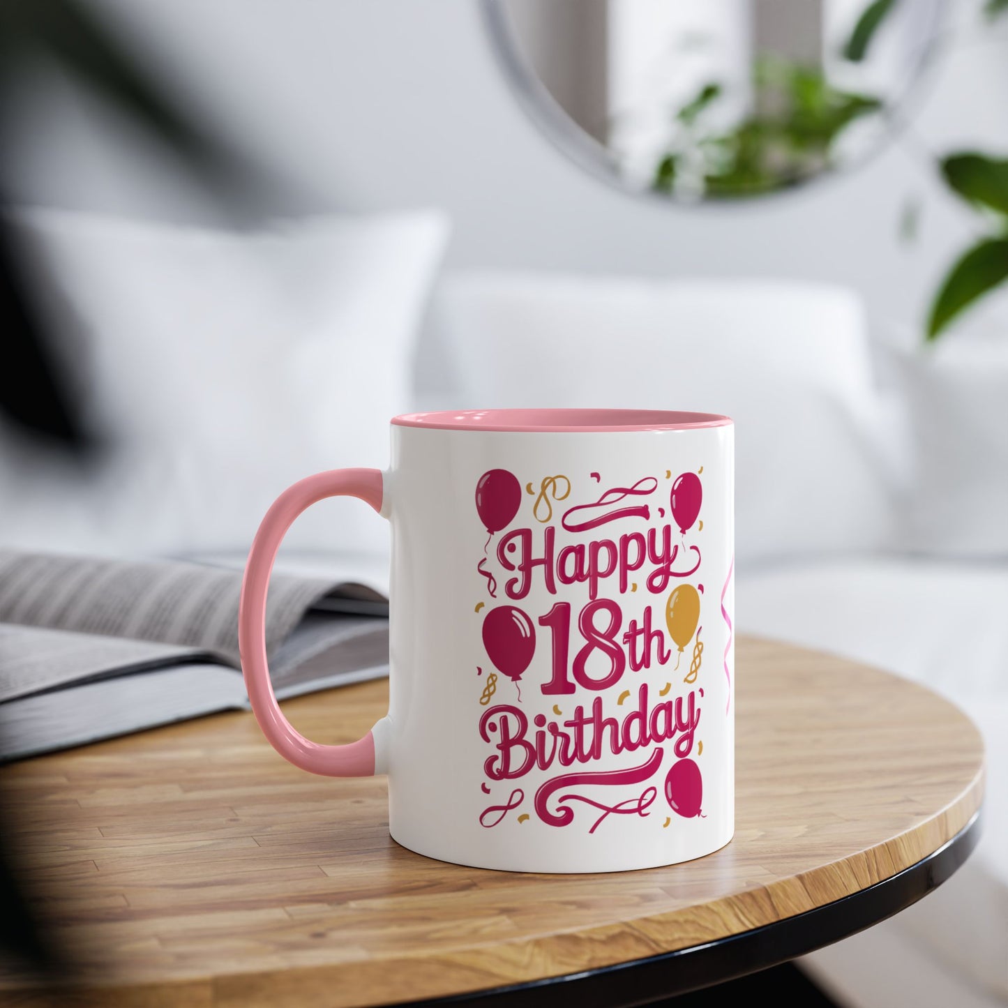 Context Personalised Happy 18th Birthday Pink Mug