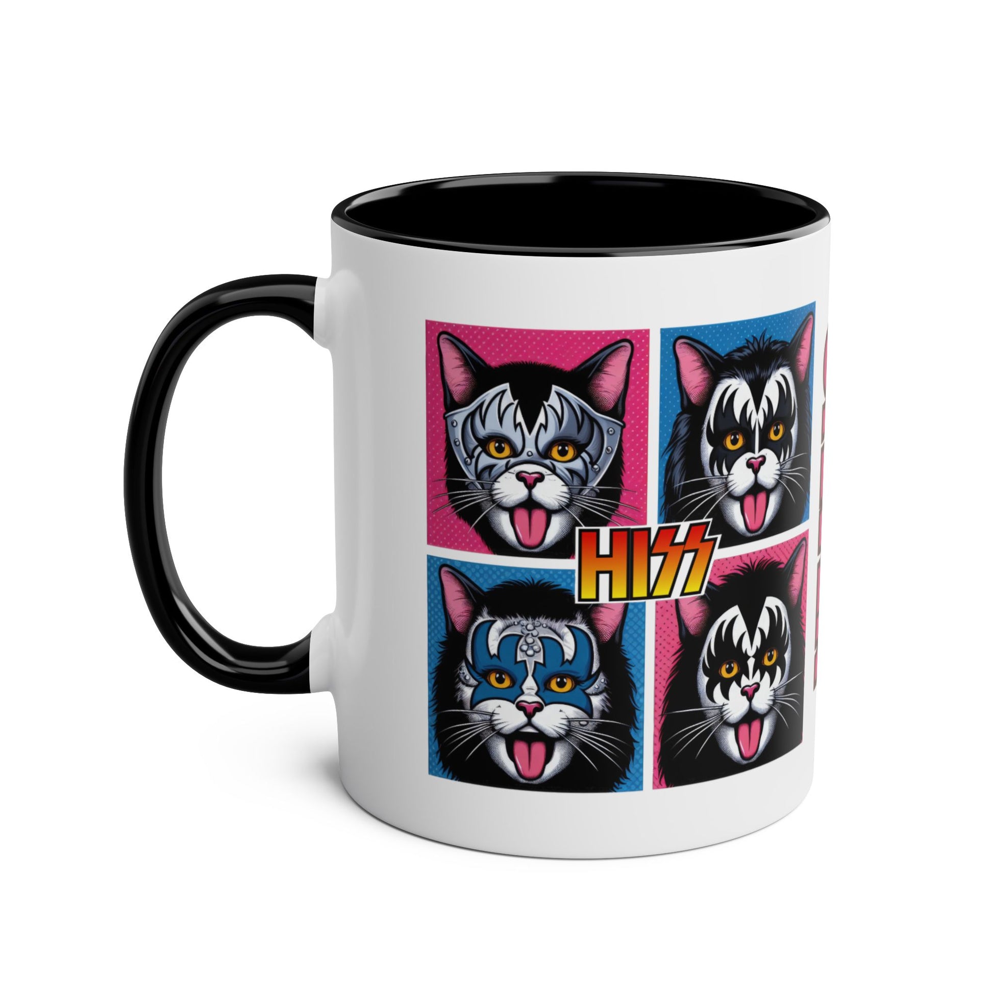 Left Personalised Hiss Cats Rock Band Colour Block Mug