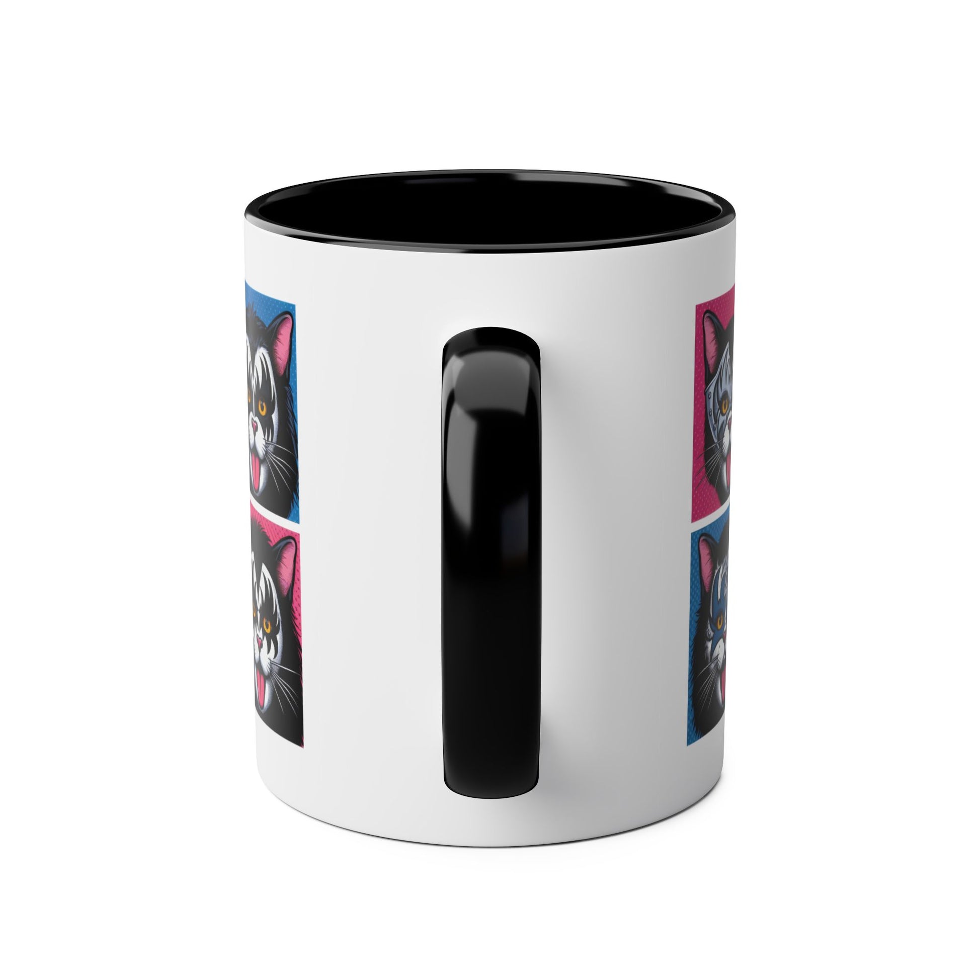 Handle Personalised Hiss Cats Rock Band Colour Block Mug