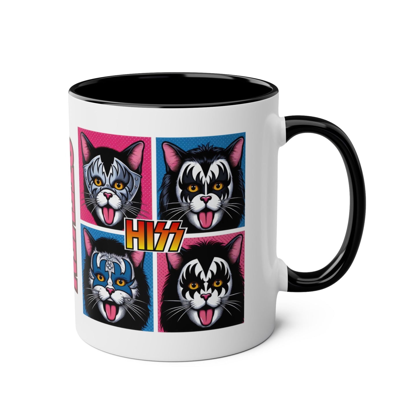 Right Personalised Hiss Cats Rock Band Colour Block Mug