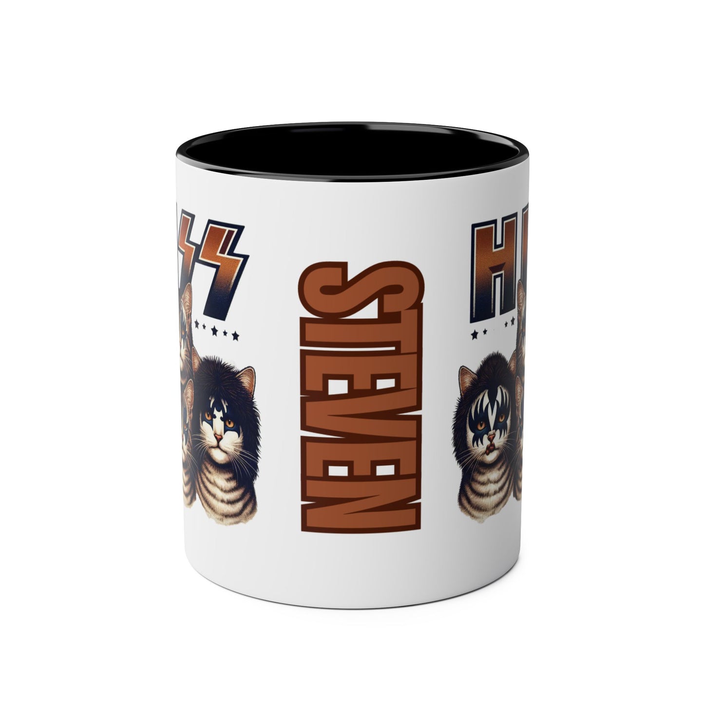 Front Personalised Hiss Rock Band Cats Mug