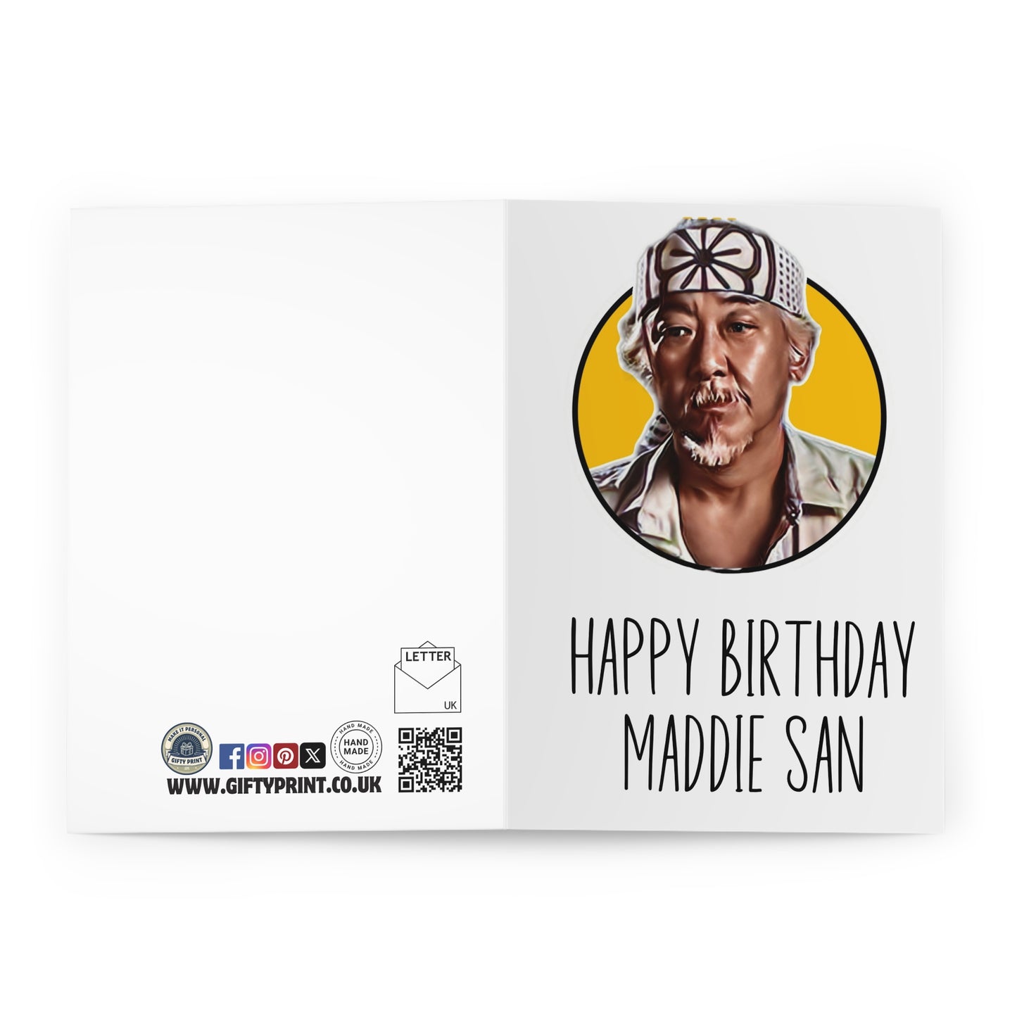 Open Personalised Karate Kid Mr Miyagi Birthday Card