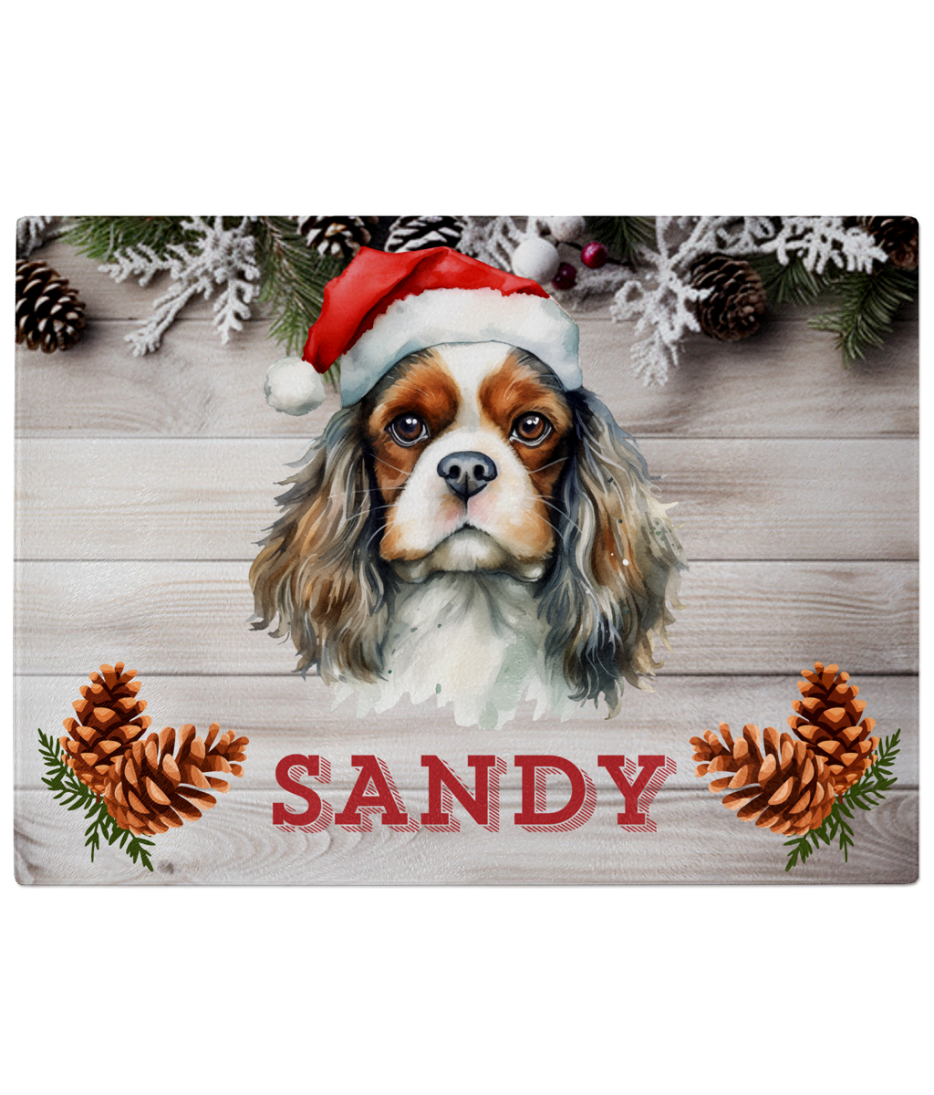 Personalised King Charles Spaniel Glass Chopping Board