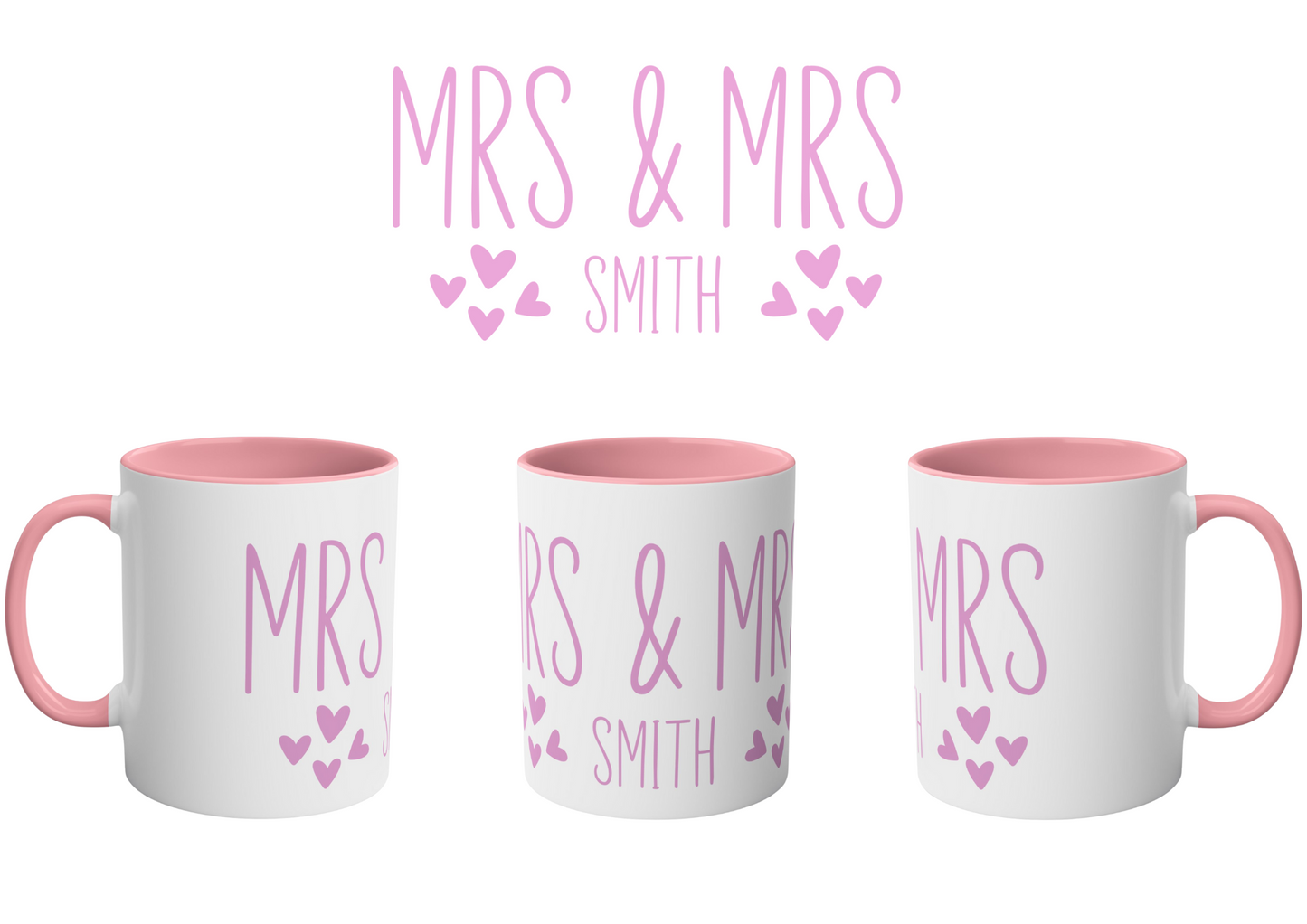 Personalised Mrs & Mrs Pink Gay Wedding Gift Mugs