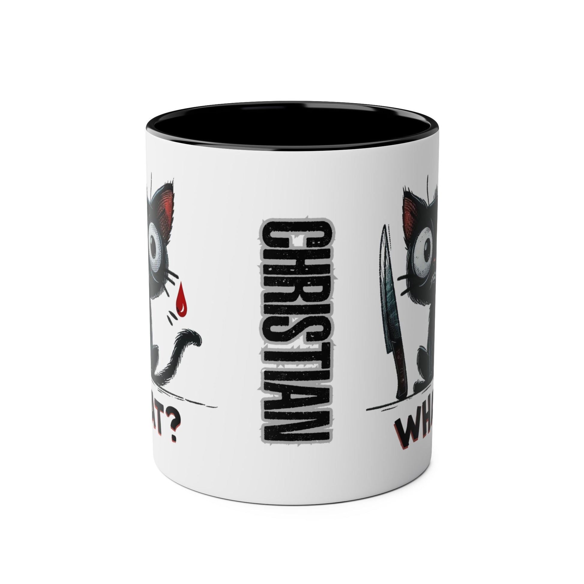 Front Personalised Murder Cat What? Funny Quotes Cat Mug