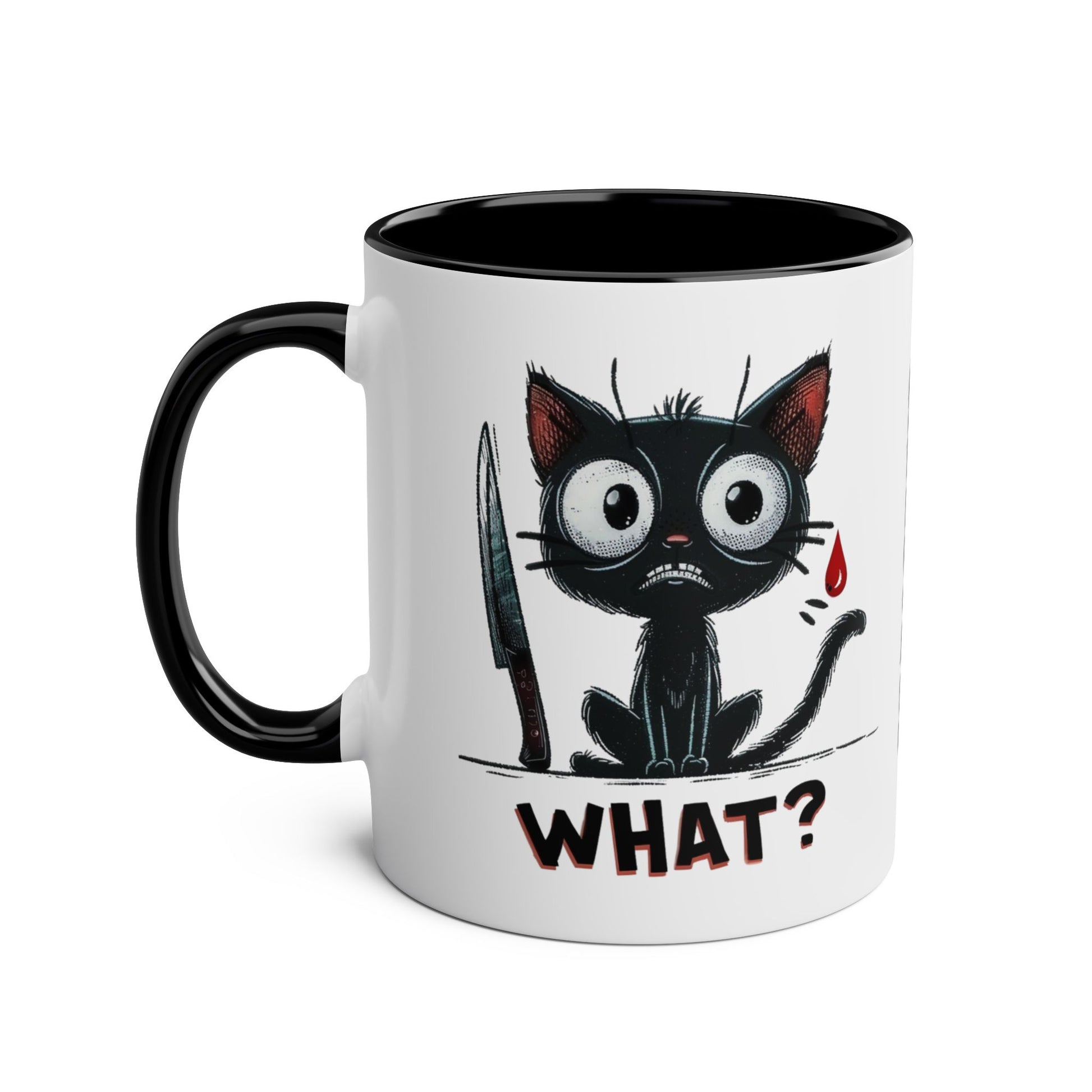 Left Personalised Murder Cat What? Funny Quotes Cat Mug