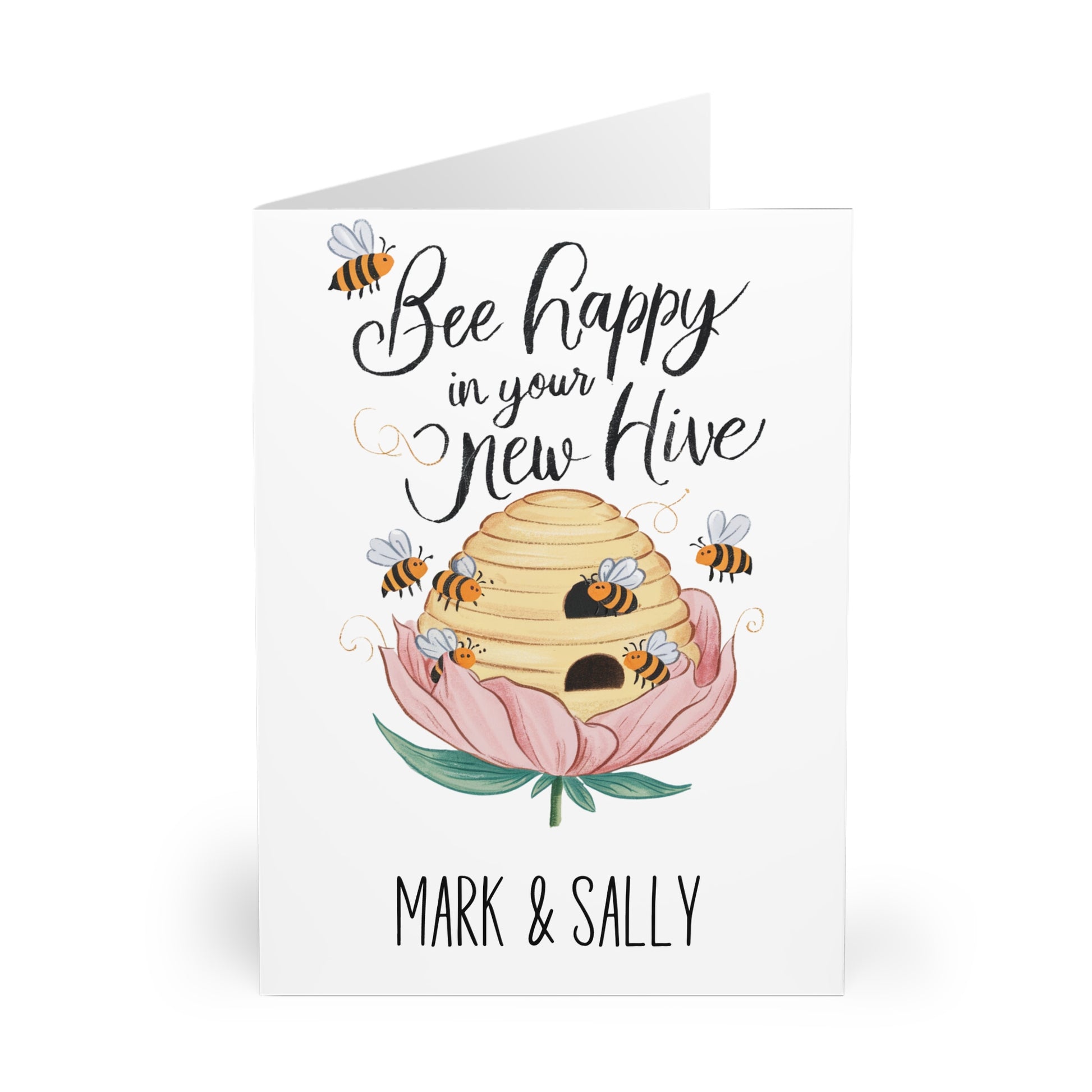 front Personalised New Home Card Bee Happy In Your New Hive