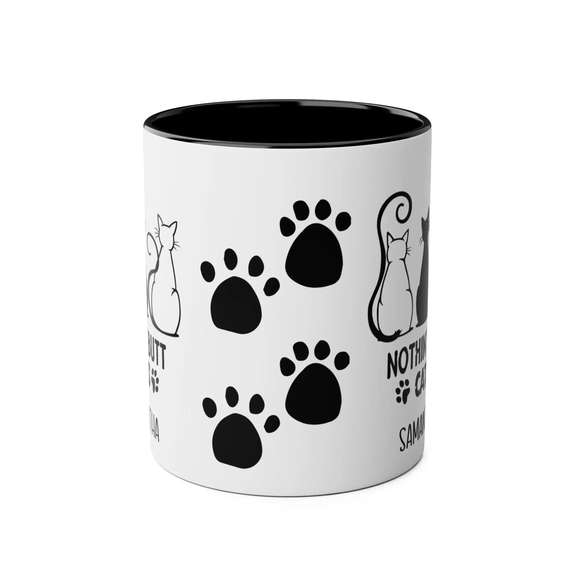 Front Personalised Nothin Butt Cats Funny Cat Mug Black