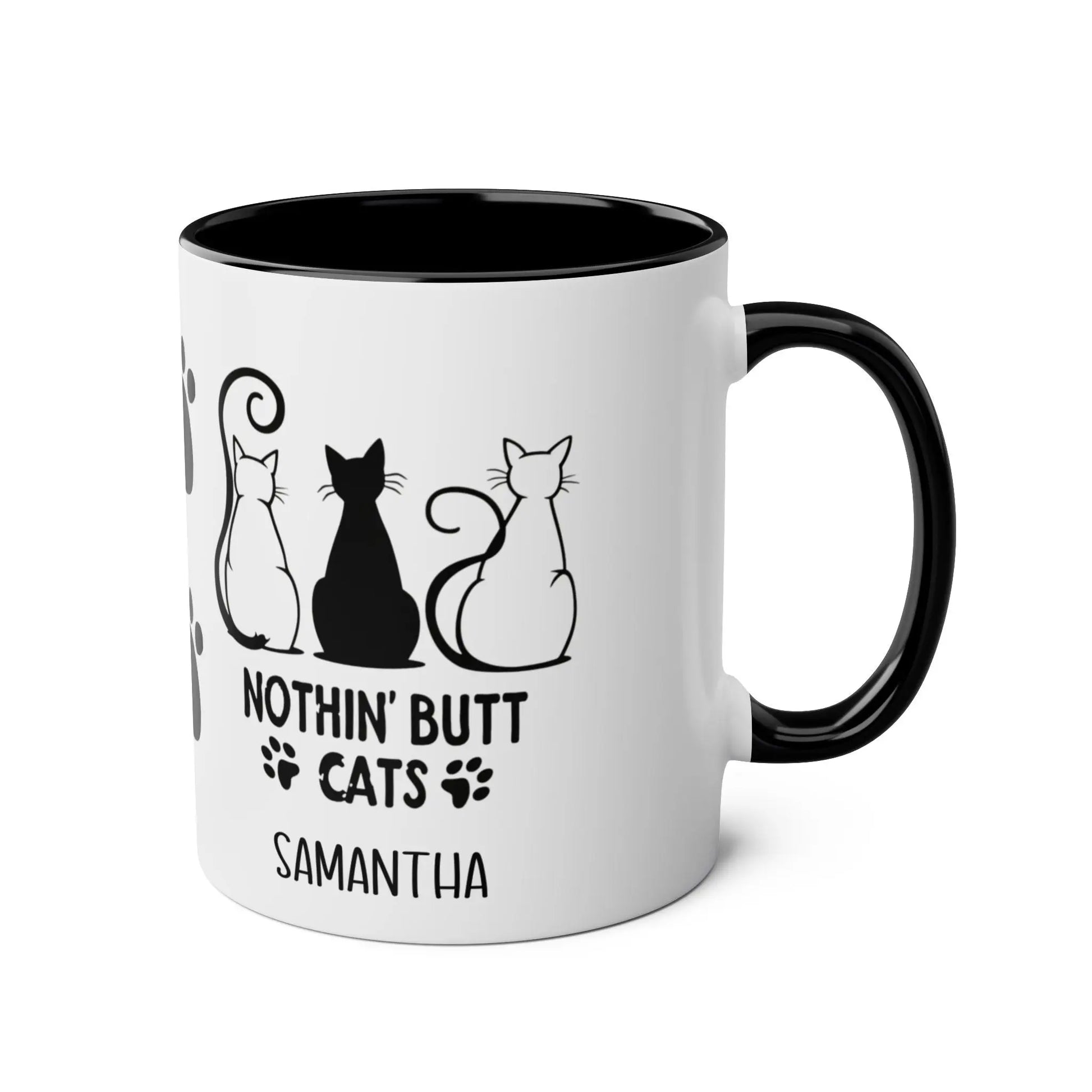 Right Personalised Nothin Butt Cats Funny Cat Mug Black