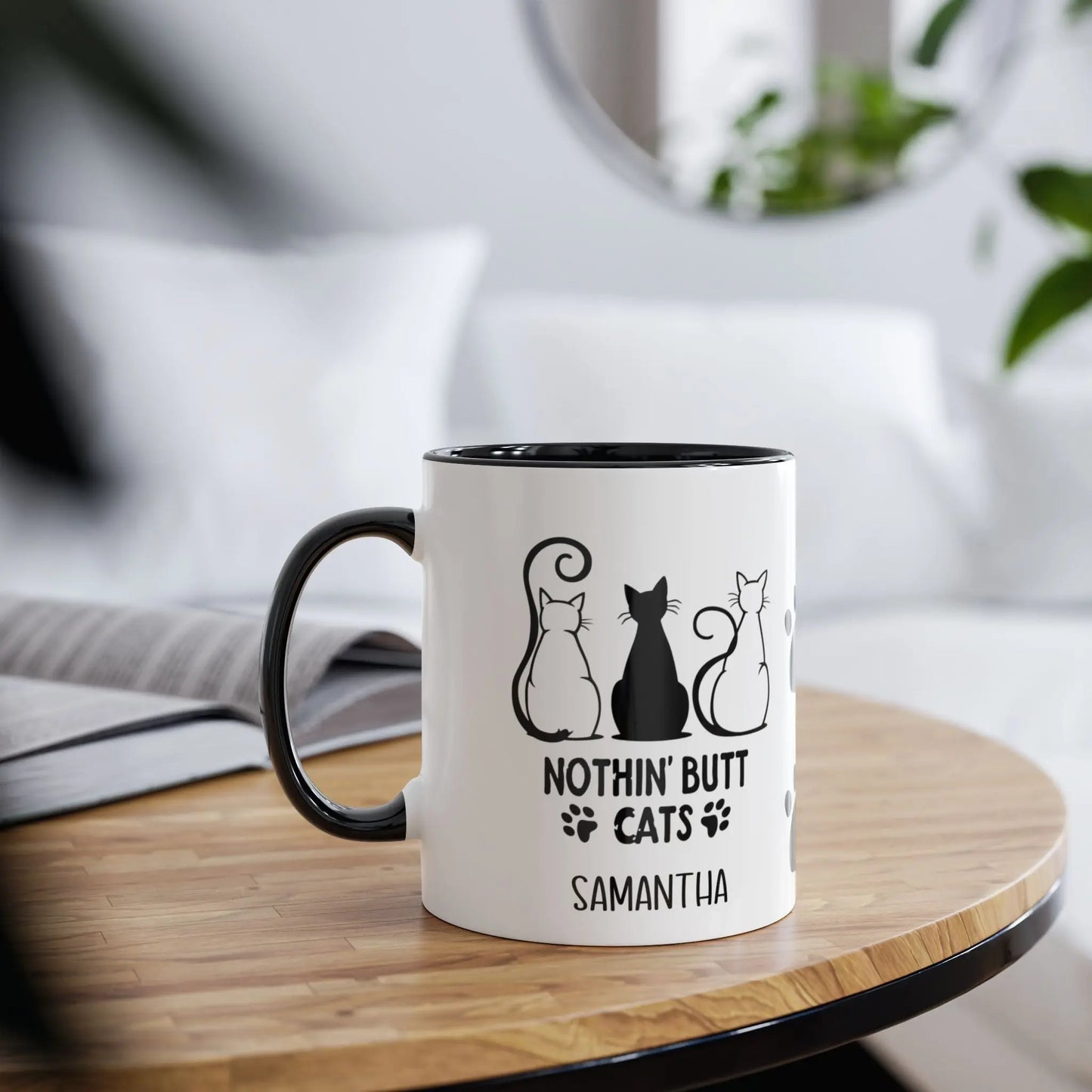 lifestyle Personalised Nothin Butt Cats Funny Cat Mug Black