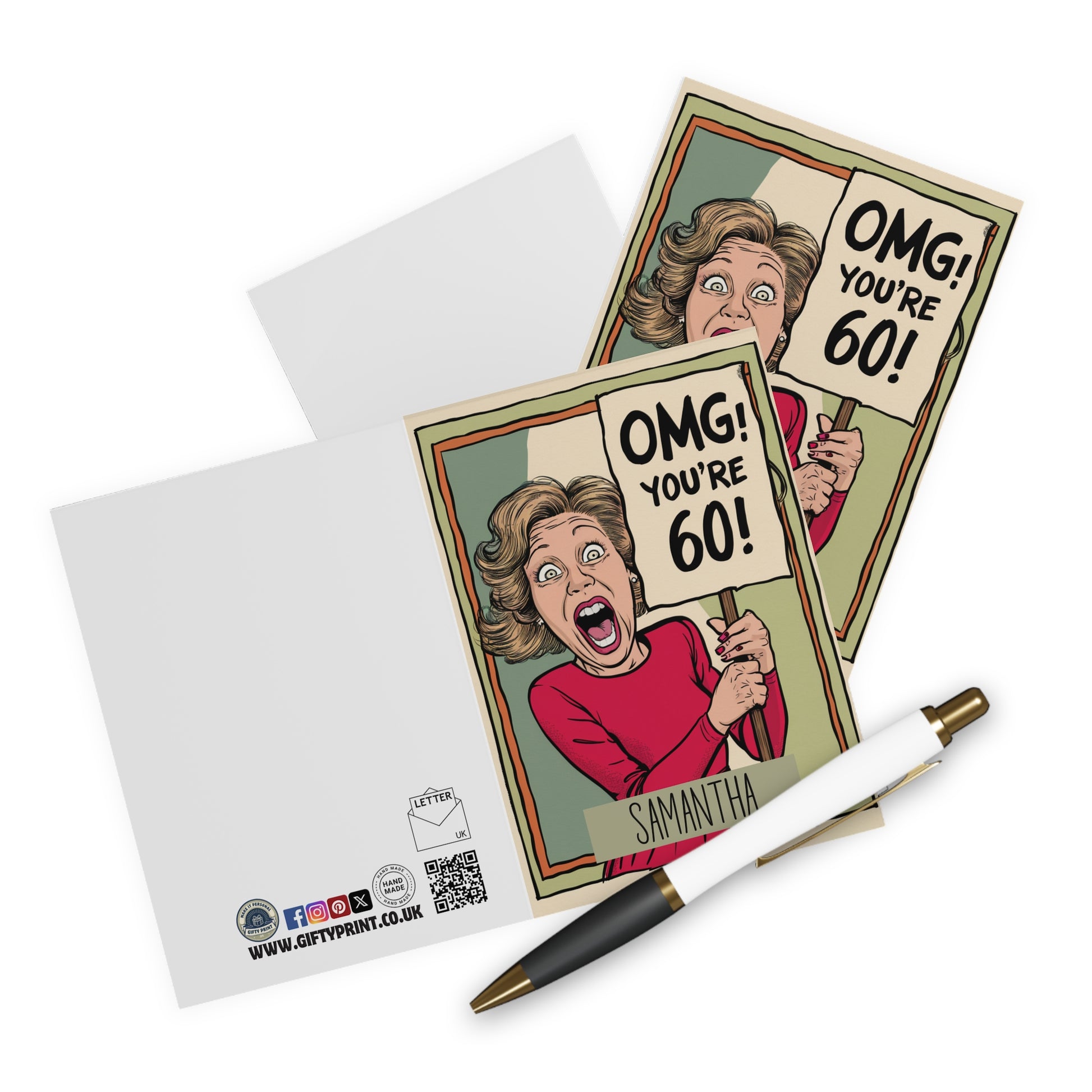 Context Personalised OMG You're 60 Shocked Lady 60th Birthday Card