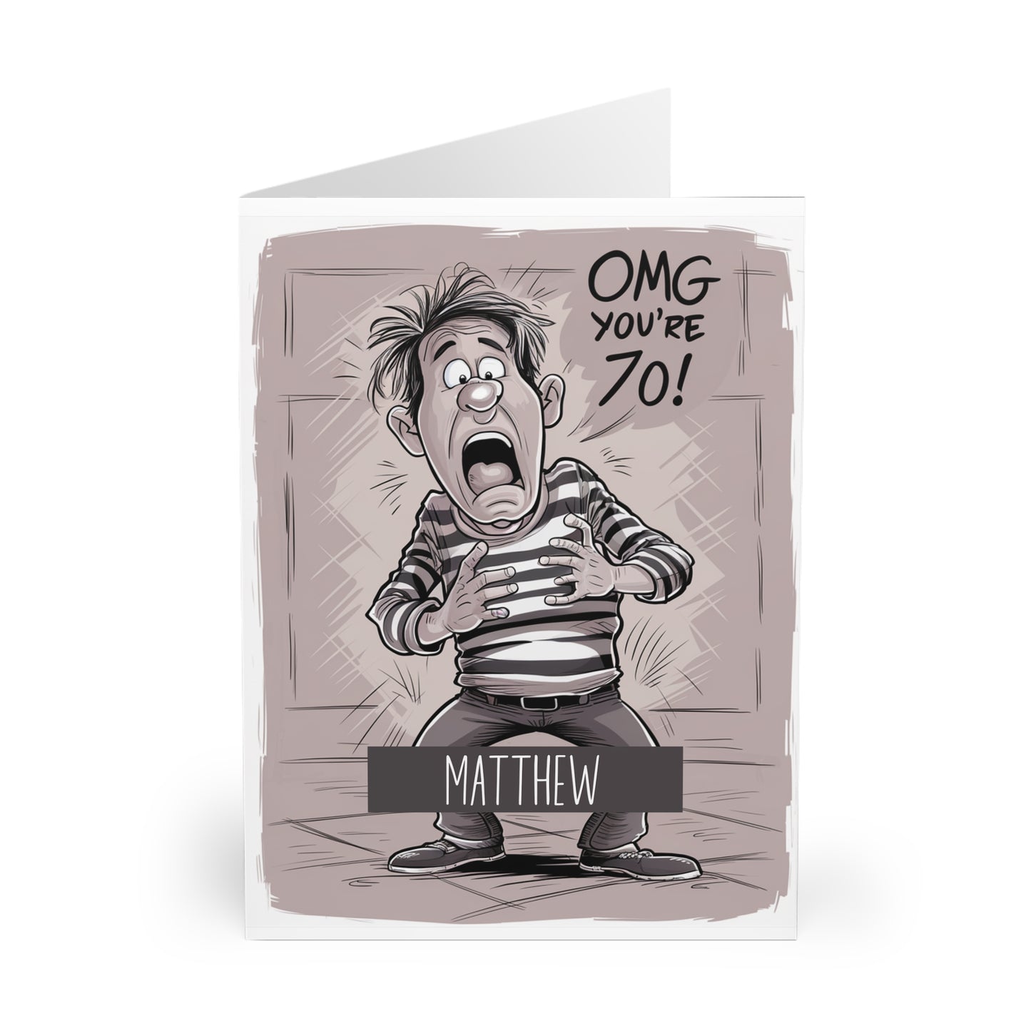 Front Personalised OMG You're 70 Shocked Man 70th Birthday Card