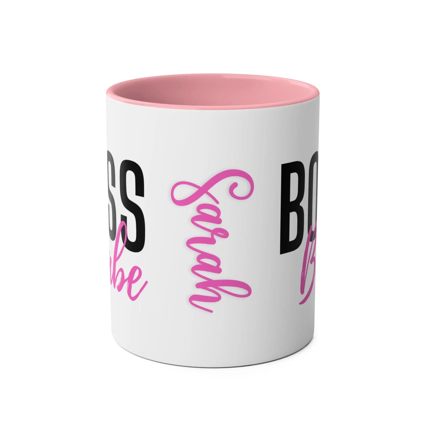 Front Personalised Pink Mug Boss Babe Two Tone Pink