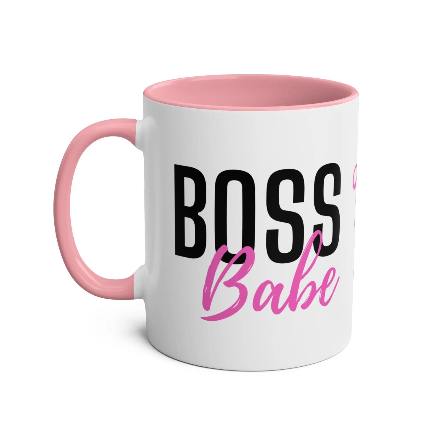 Left Personalised Pink Mug Boss Babe Two Tone Pink