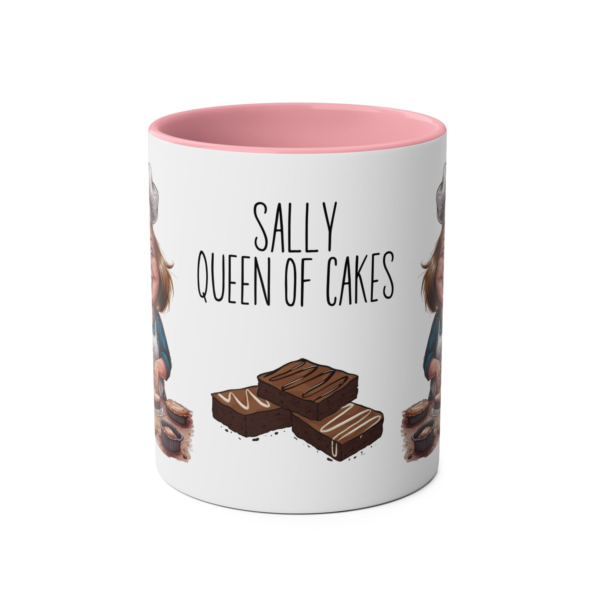 Front Personalised Pink Queen Of Cakes Baking Mug