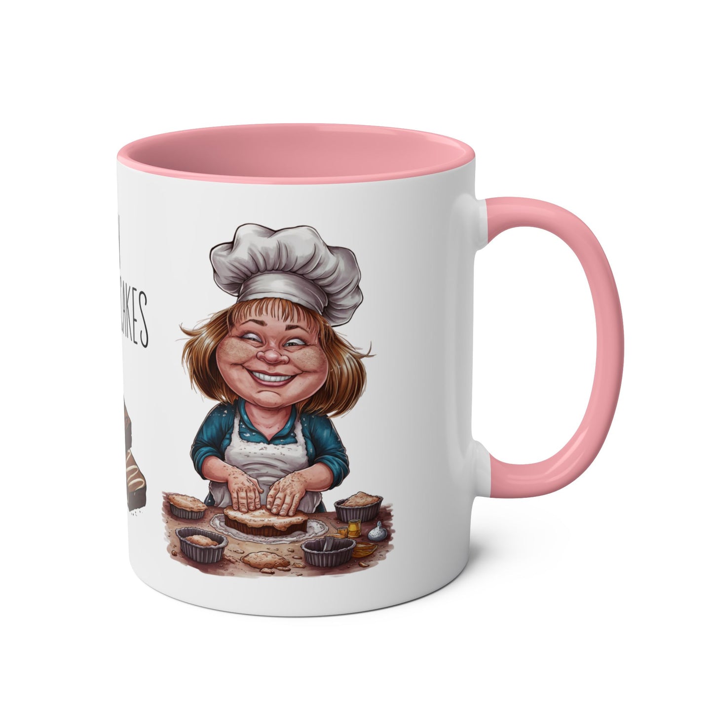 right Personalised Pink Queen Of Cakes Baking Mug
