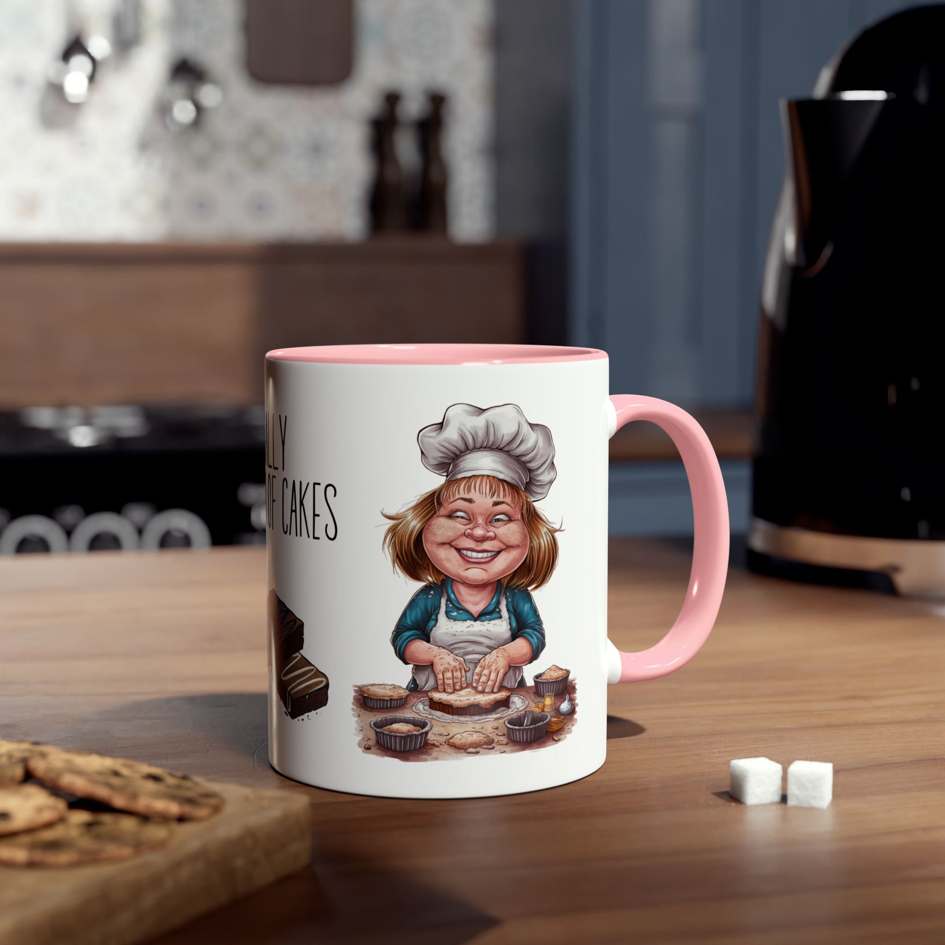 Context Personalised Pink Queen Of Cakes Baking Mug