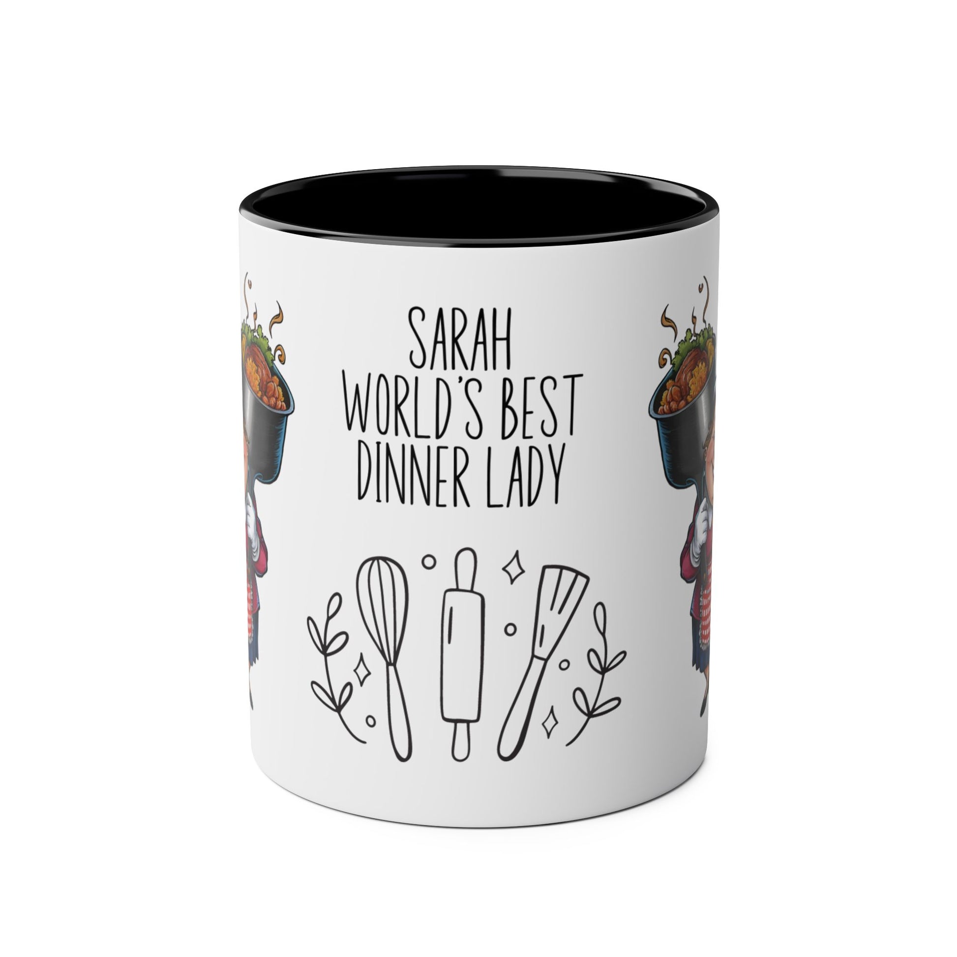 front Personalised Profession Job Mug World's Best Dinner Lady