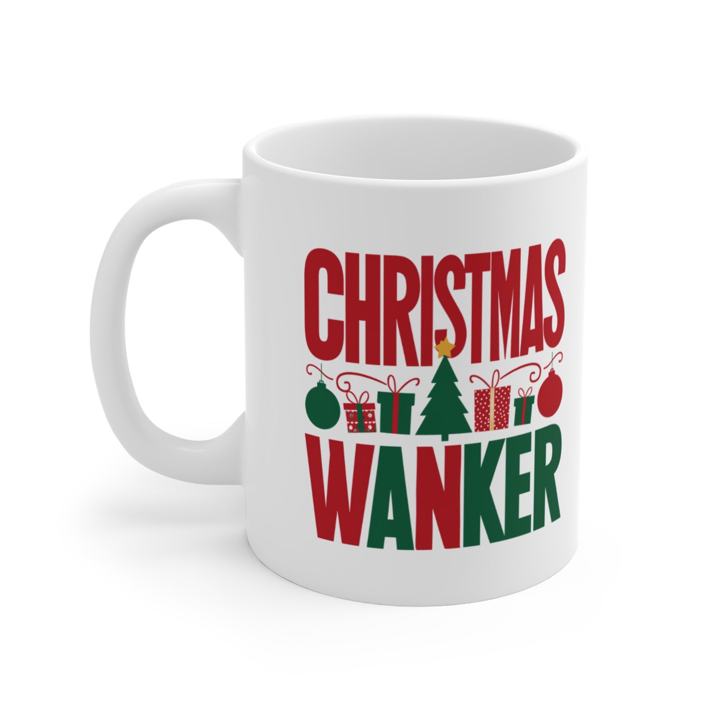 Left Personalised Rude Christmas Wanker Christmas Mug