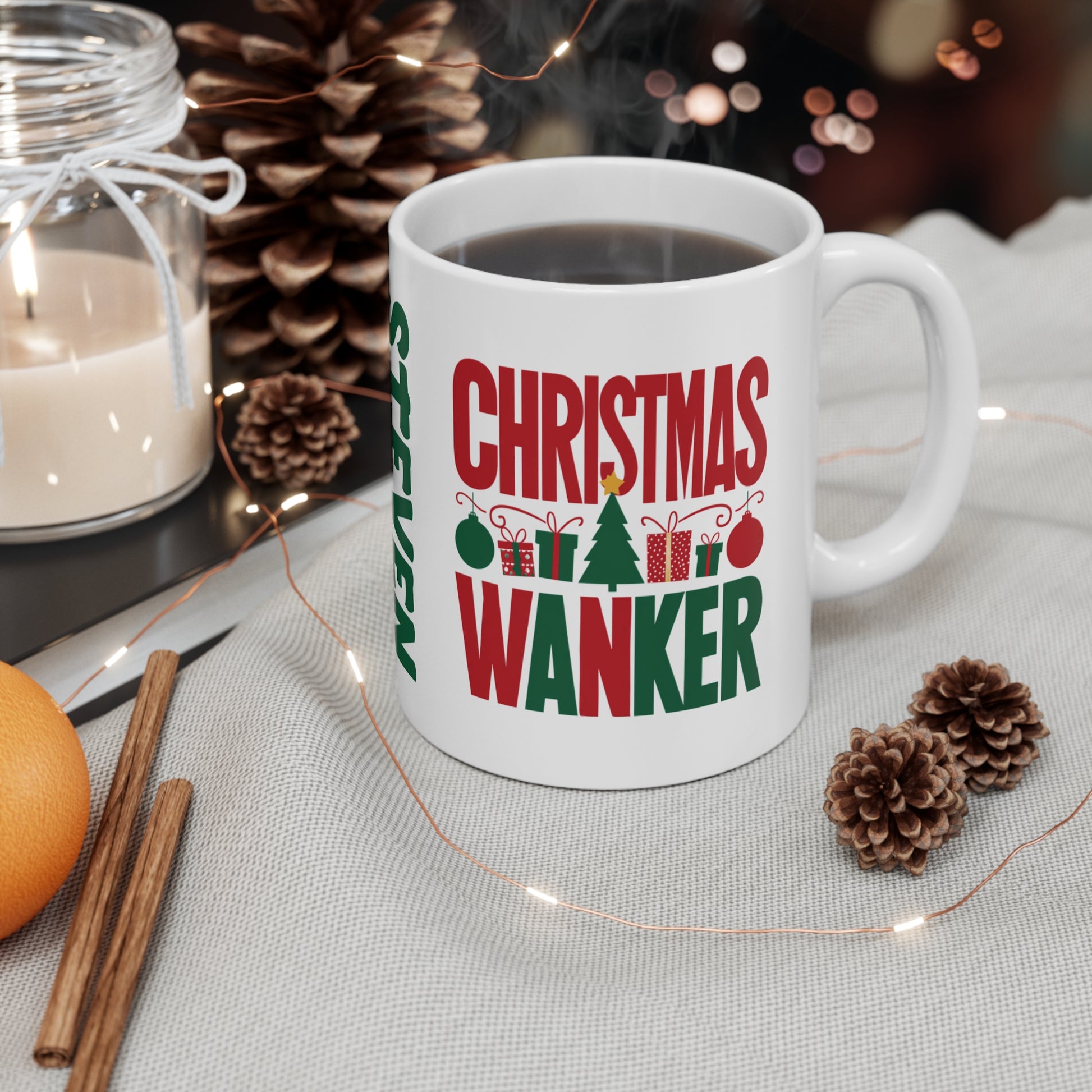 Context Personalised Rude Christmas Wanker Christmas Mug