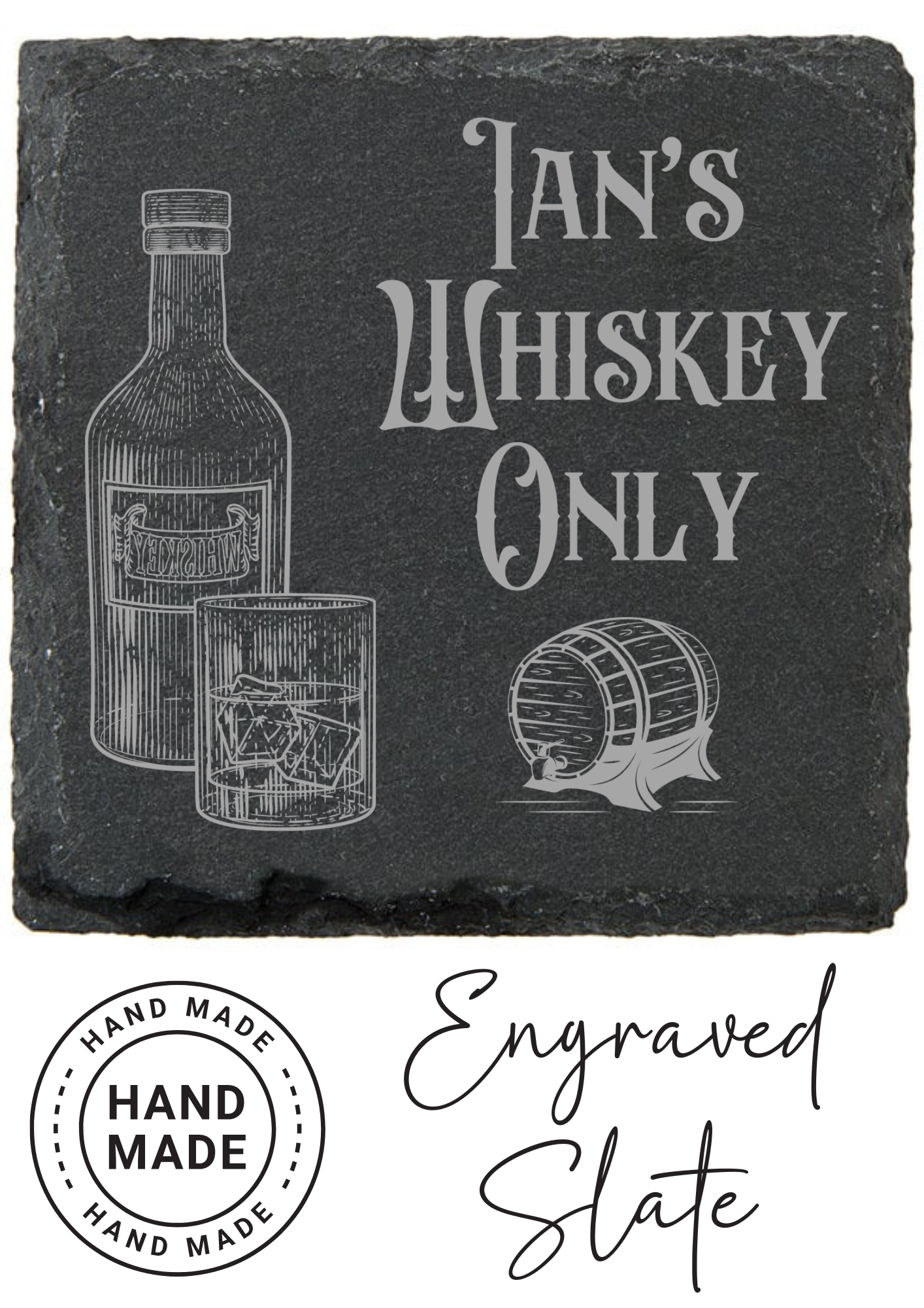 Personalised Slate Whiskey Coaster Engraved Slate