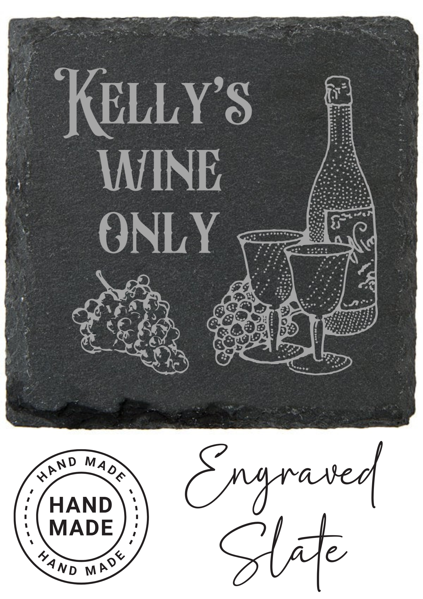 Personalised Slate Wine Coaster Engraved Slate