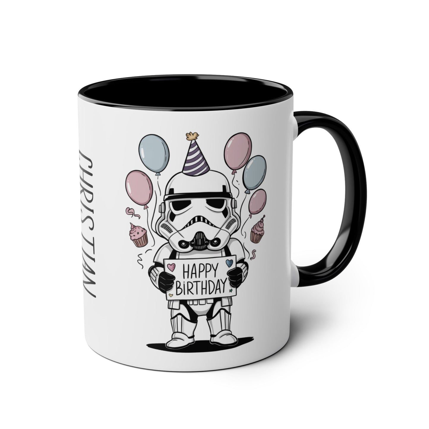 Right Side Personalised Stormtrooper Birthday Mug Black