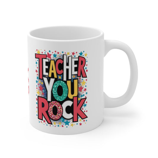 Right side Personalised Teacher You Rock Mug Stars