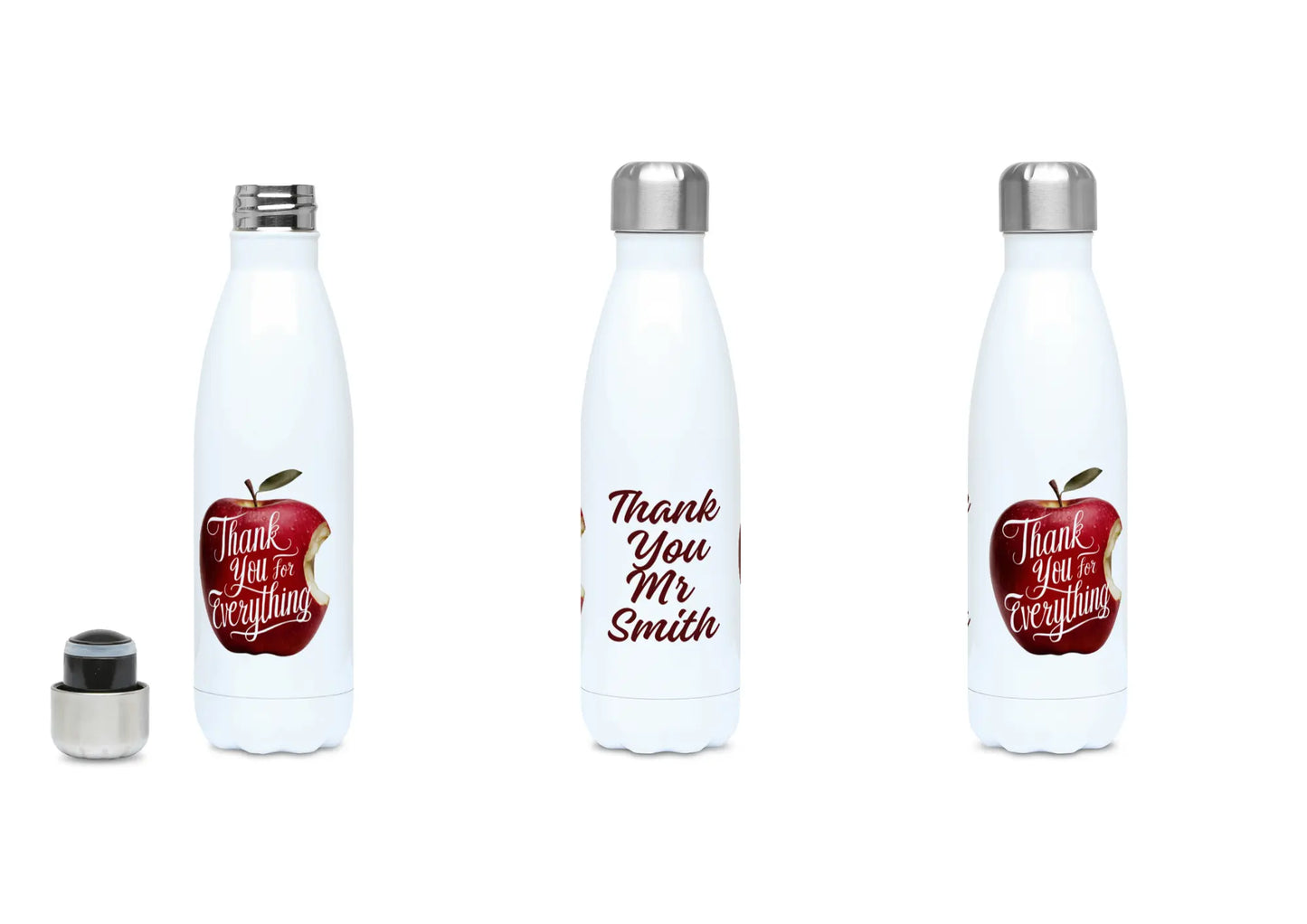 Personalised Thank You Apples Teachers 500ml Water Bottle