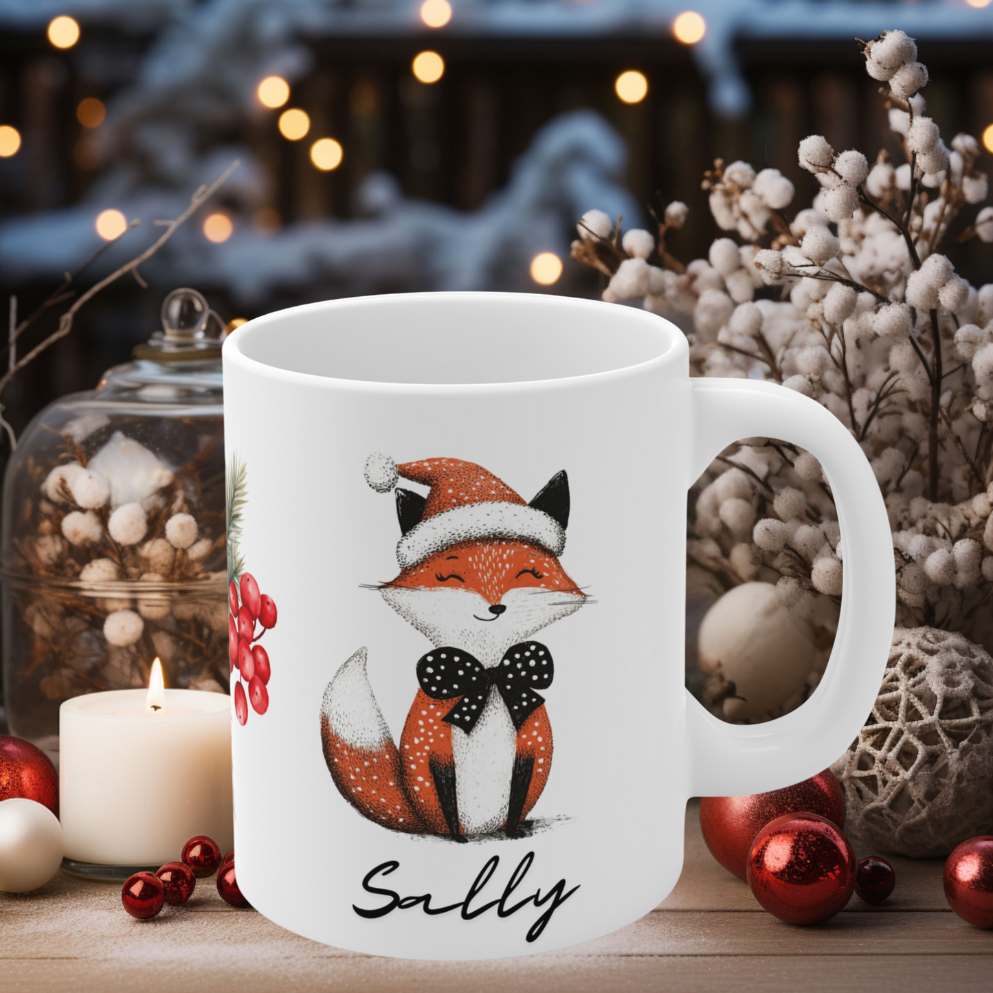 Personalised The Winter Fox Christmas Mug 