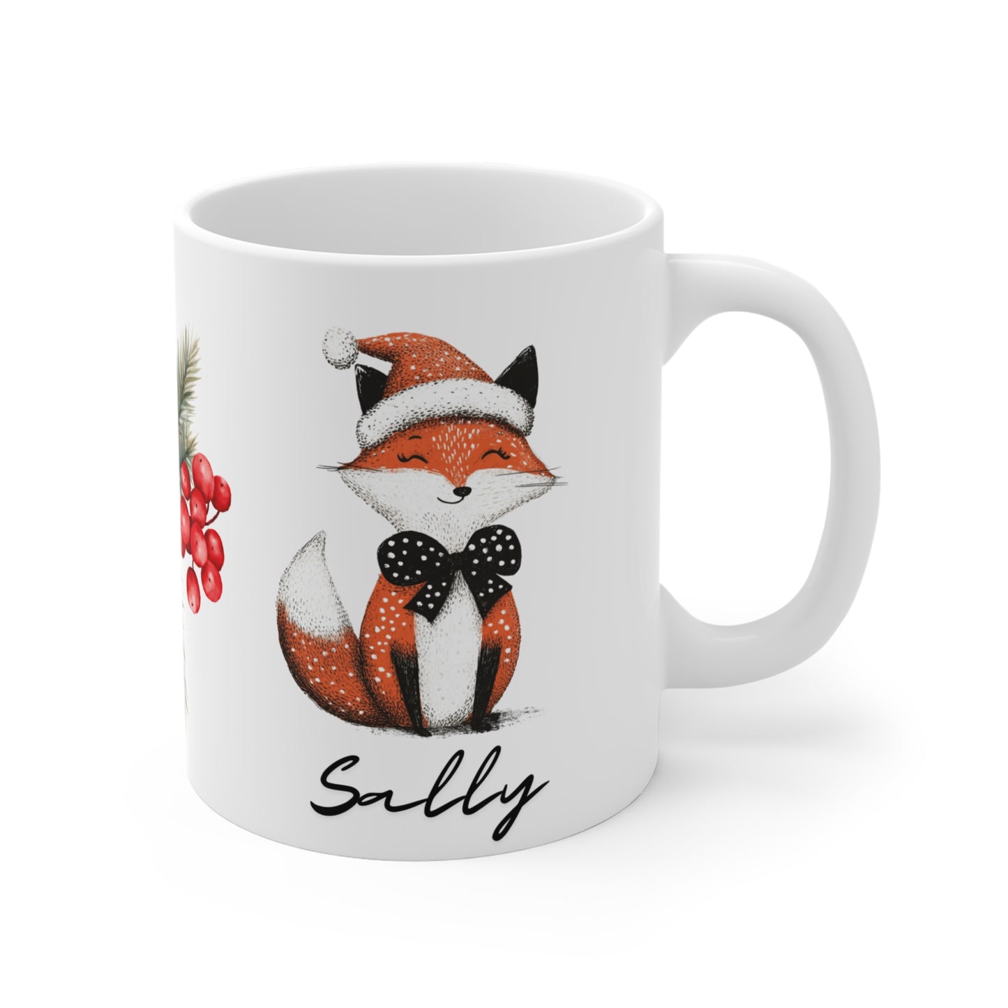 Personalised The Winter Fox Christmas Mug left