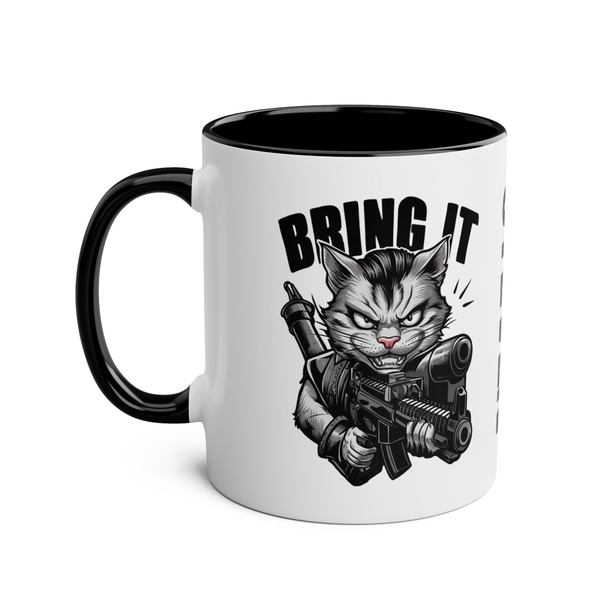 Left Personalised Tough Guy Cat Bring It Black Mug