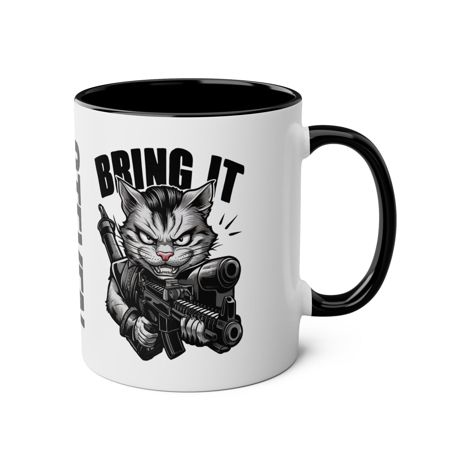 Right Personalised Tough Guy Cat Bring It Black Mug