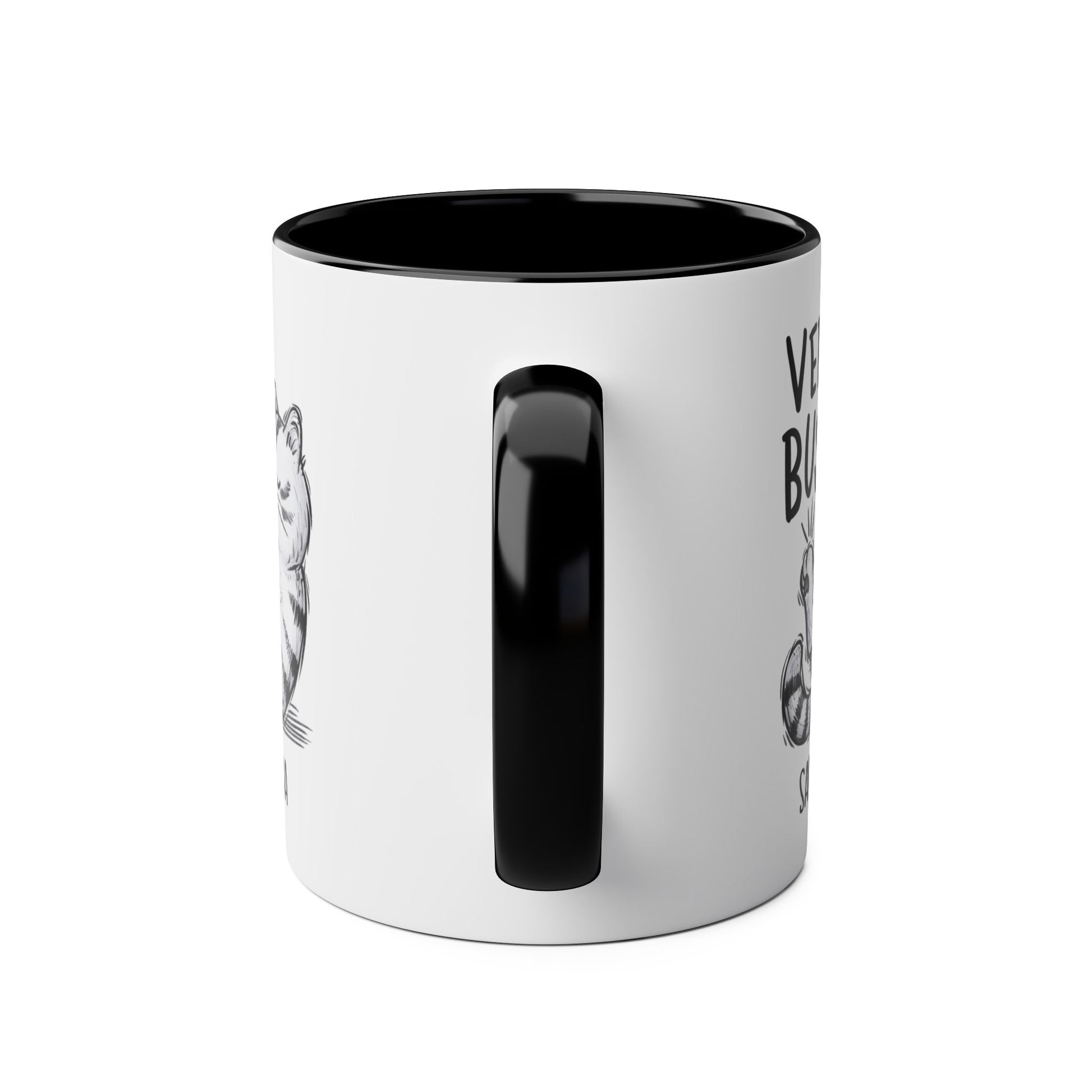 Handle Personalised Very Busy Funny Cat Mug Black