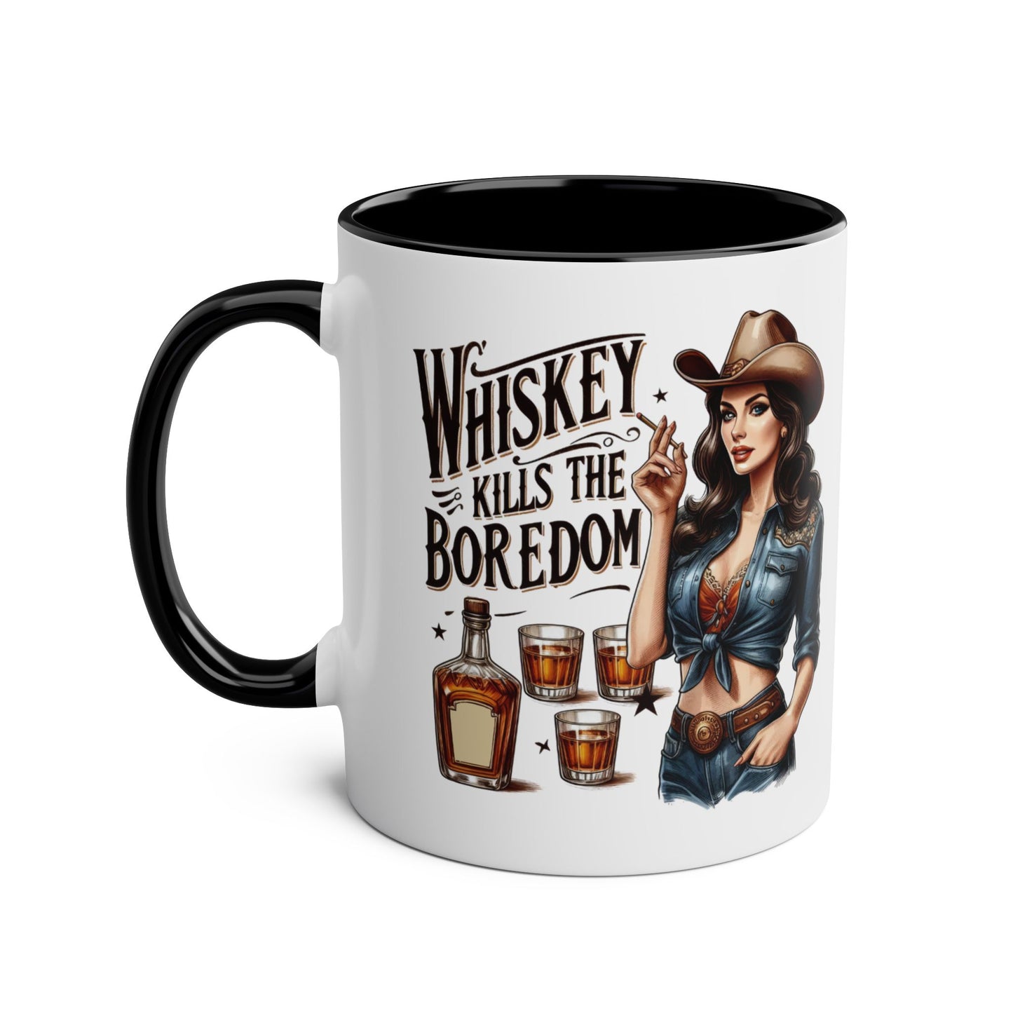 Left Personalised Whiskey kills Boredom Black Mug