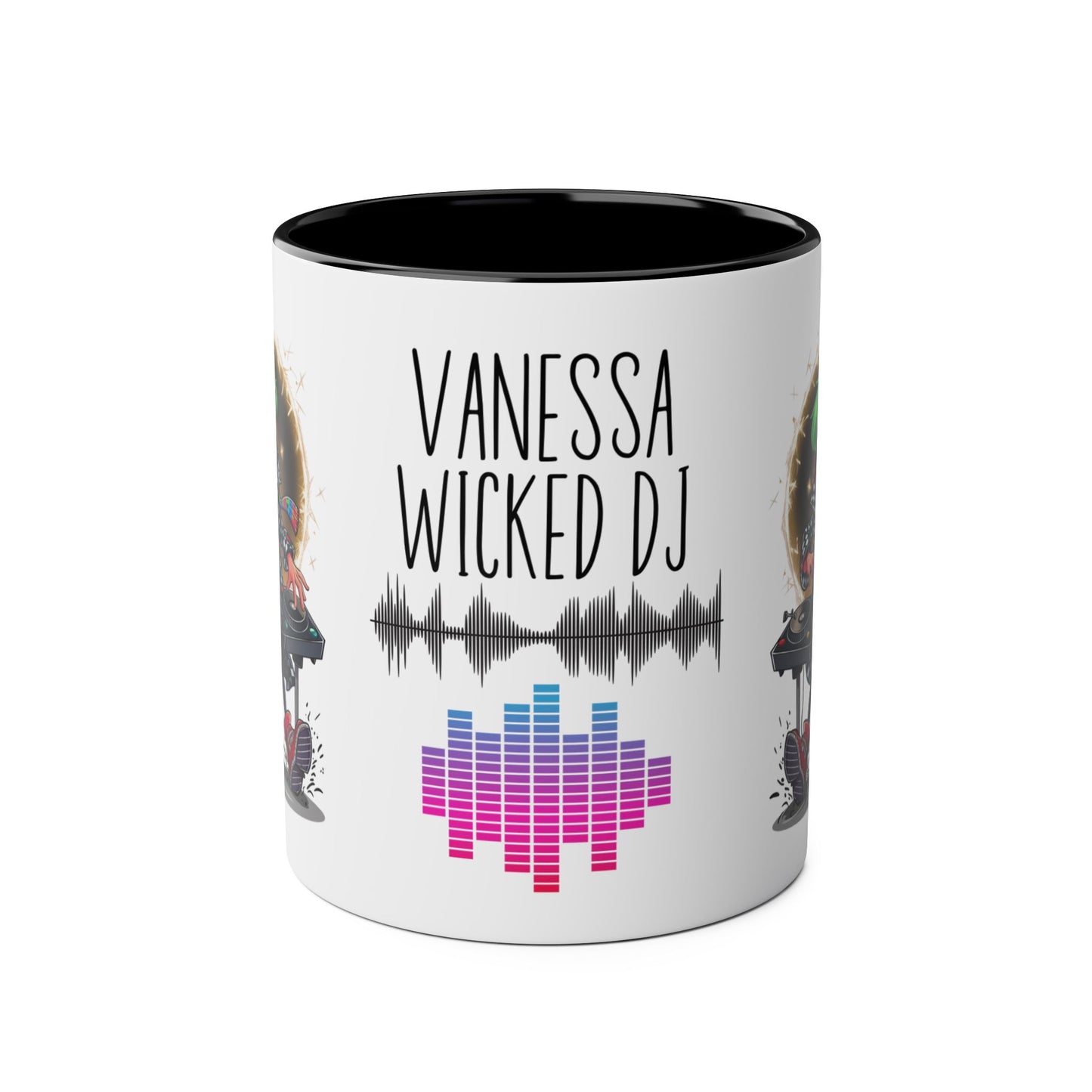 Front Personalised Wicked Female DJ Disc Jokey Hobbies Mug