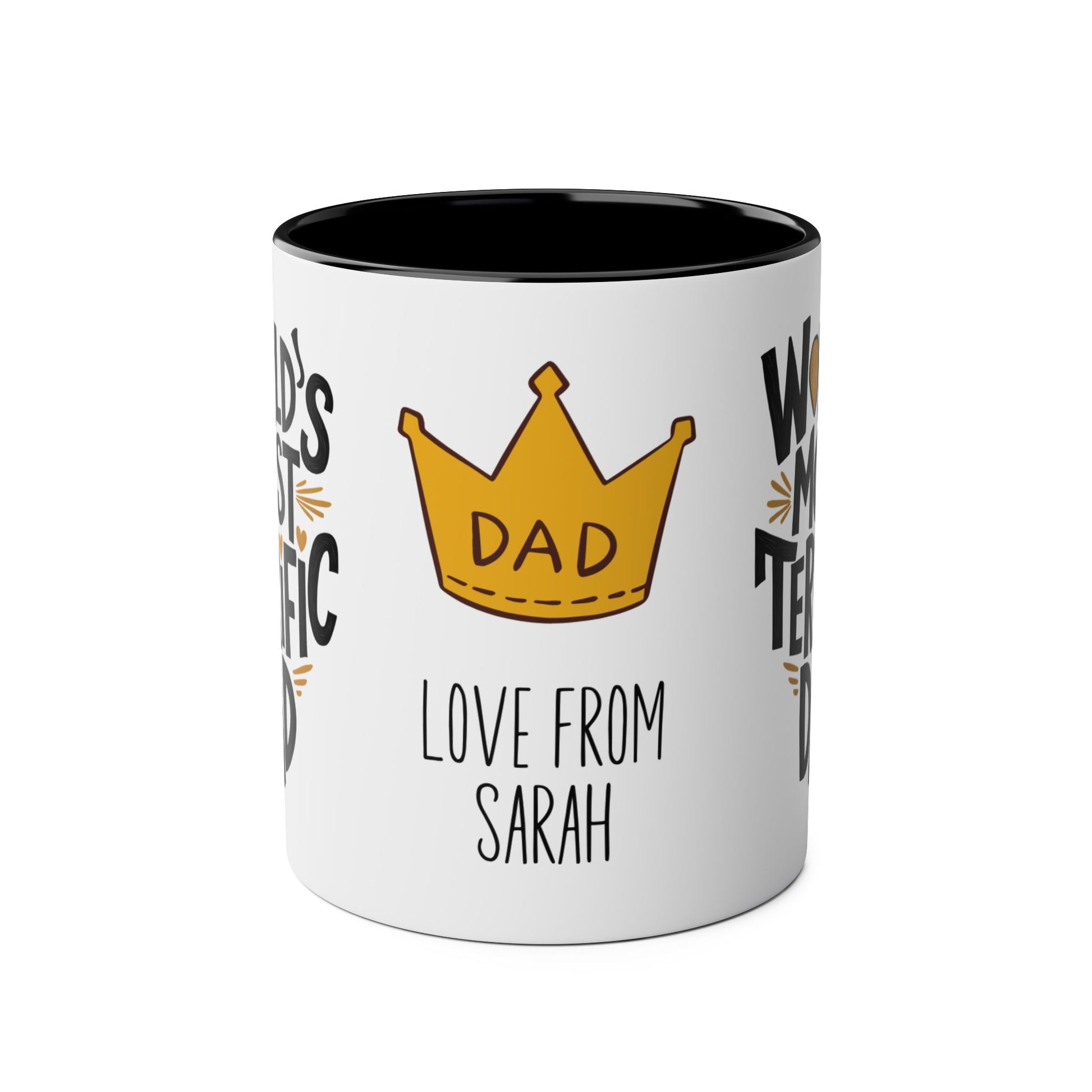 Front Personalised World's Most Terrific Dad Crown Mug